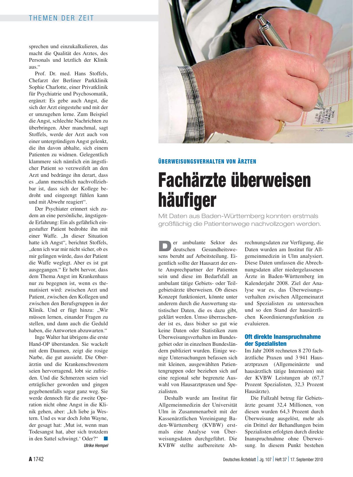 Vorschauseite 1: Überweisungsverhalten von Ärzten: Fachärzte überweisen häufiger