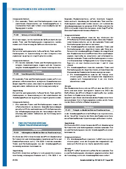 Vorschauseite 2: Anforderungskatalog nach § 73 Abs. 9 SGB V für Verordnung von DiGA – Anforderungen an die Software zur Verordnung von Digitalen Gesundheitsanwendungen nach § 33a SGB V vom 25. 05.…