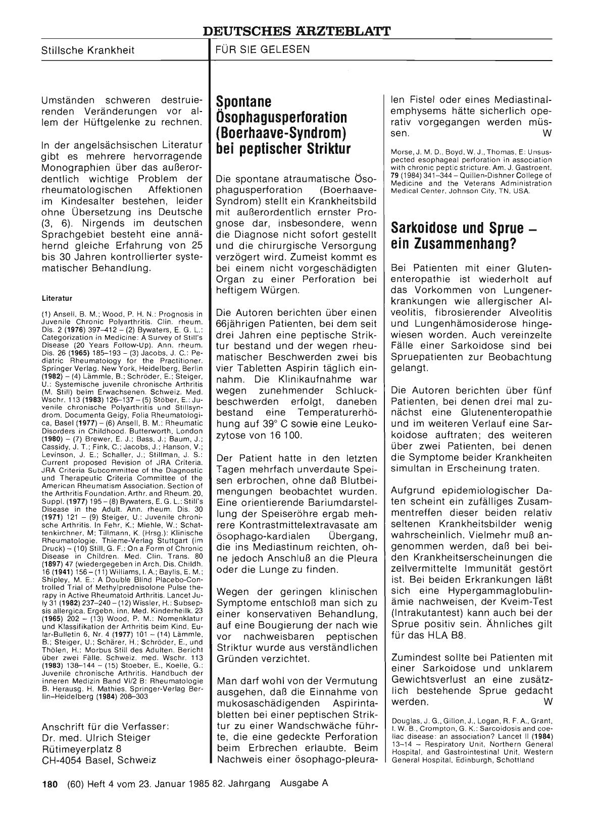 Vorschauseite 1: Sarkoidose und Sprue — ein Zusammenhang?