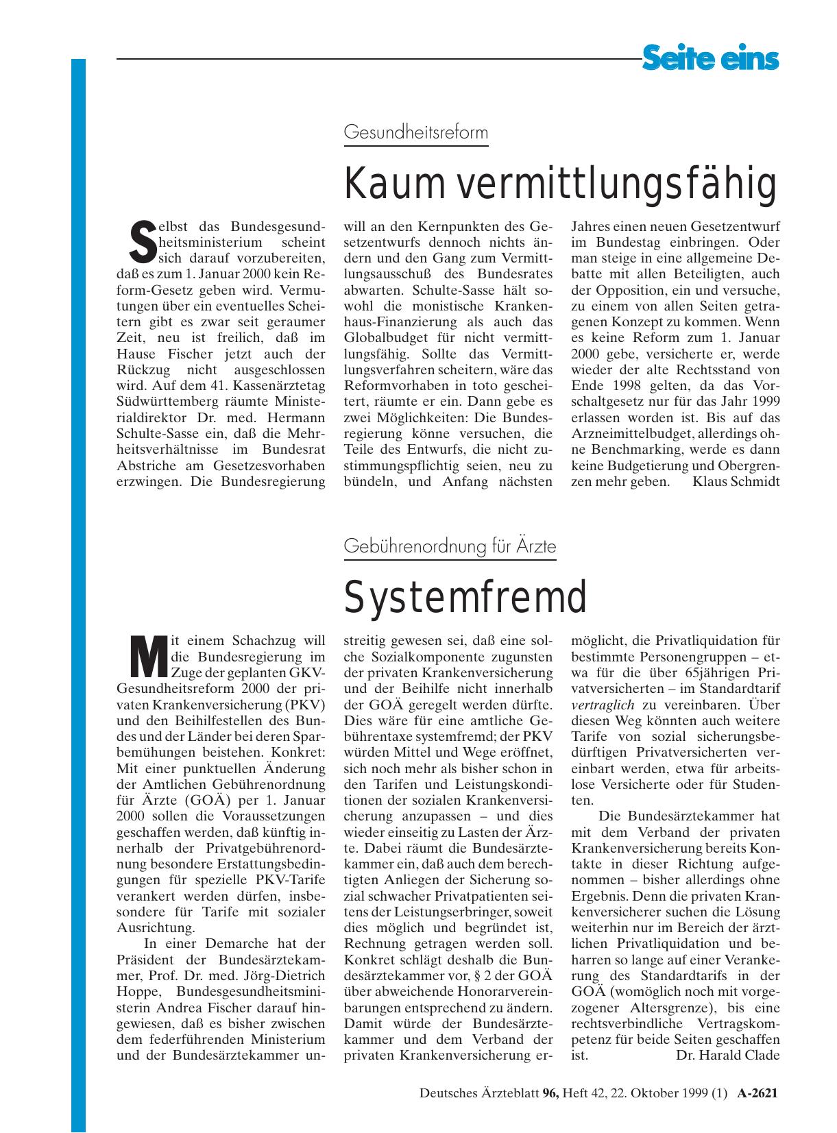 Vorschauseite 1: Gebührenordnung für Ärzte: Systemfremd