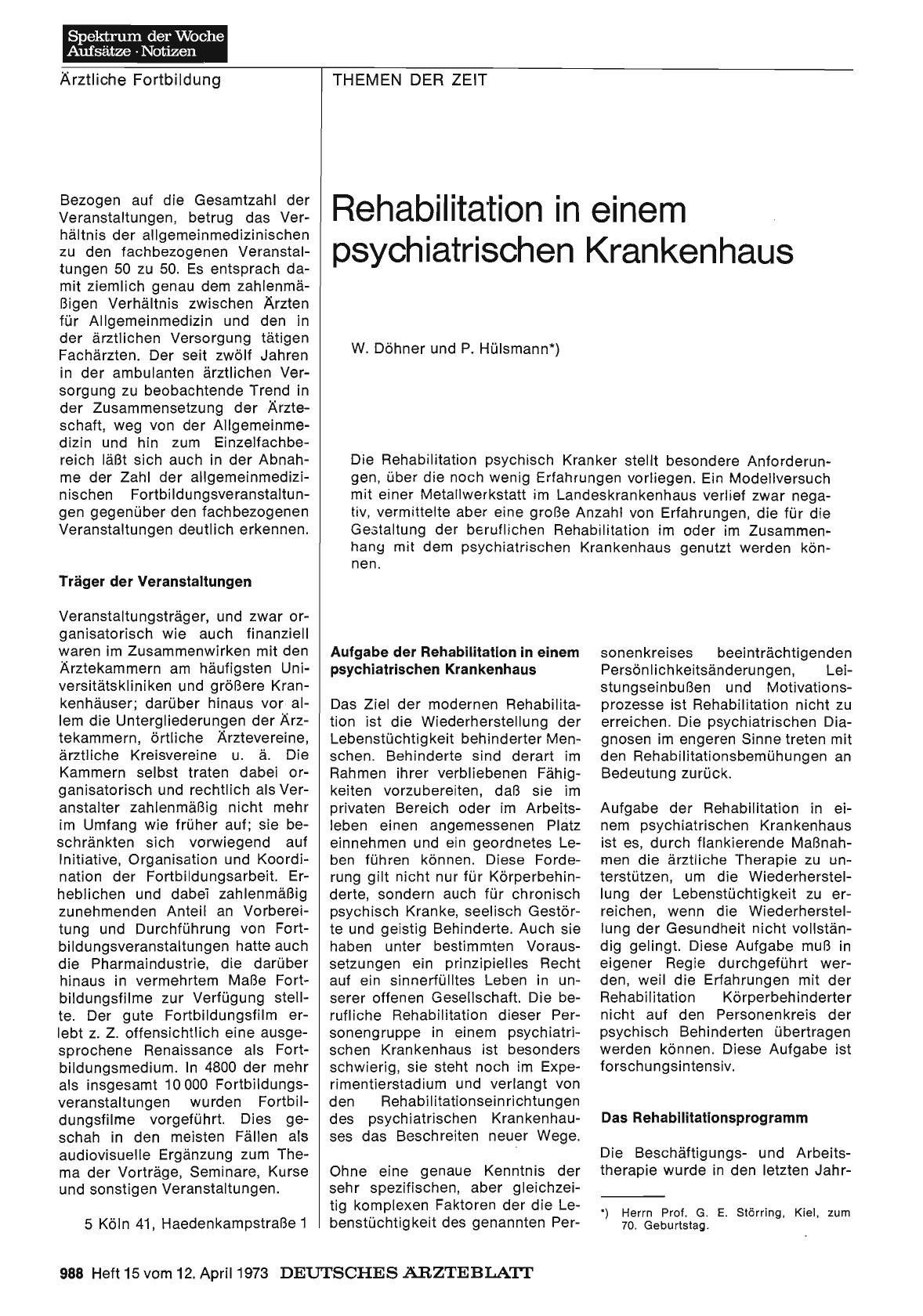 Vorschauseite 1: Rehabilitation in einem psychiatrischen Krankenhaus