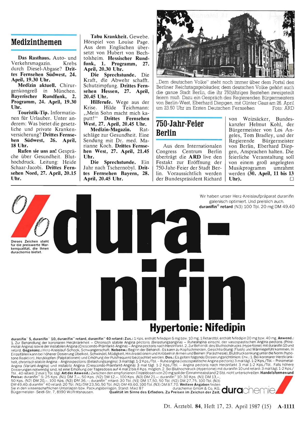 Vorschauseite 1: 750-Jahr-Feier Berlin