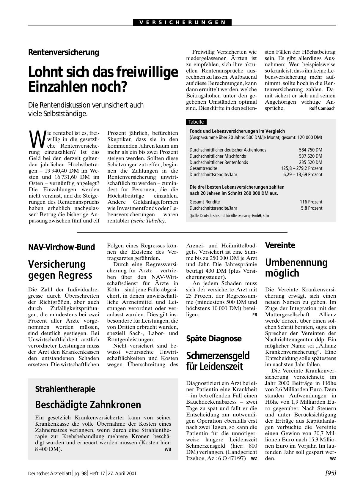 Vorschauseite 1: NAV-Virchow-Bund: Versicherung gegen Regress