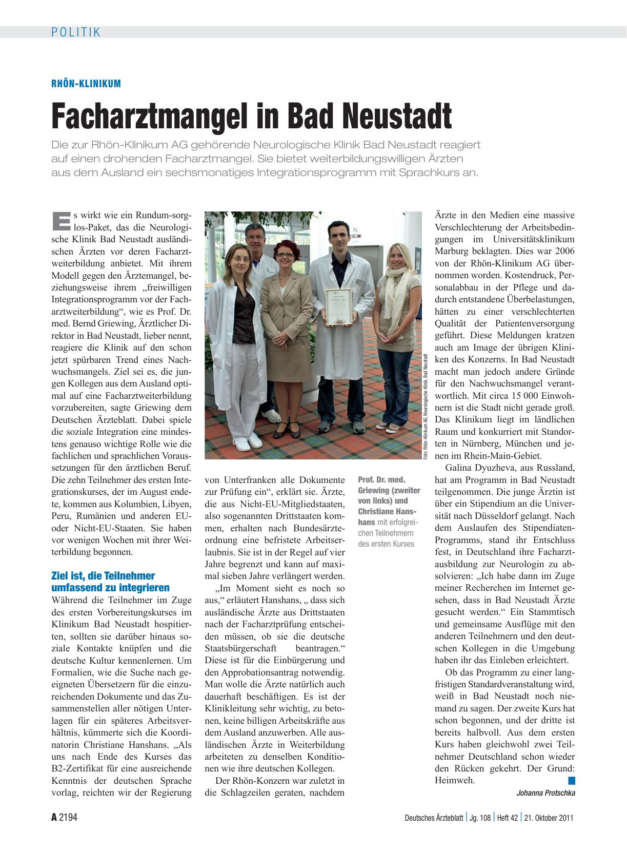 Vorschauseite 1: Rhön-Klinikum: Facharztmangel in Bad Neustadt
