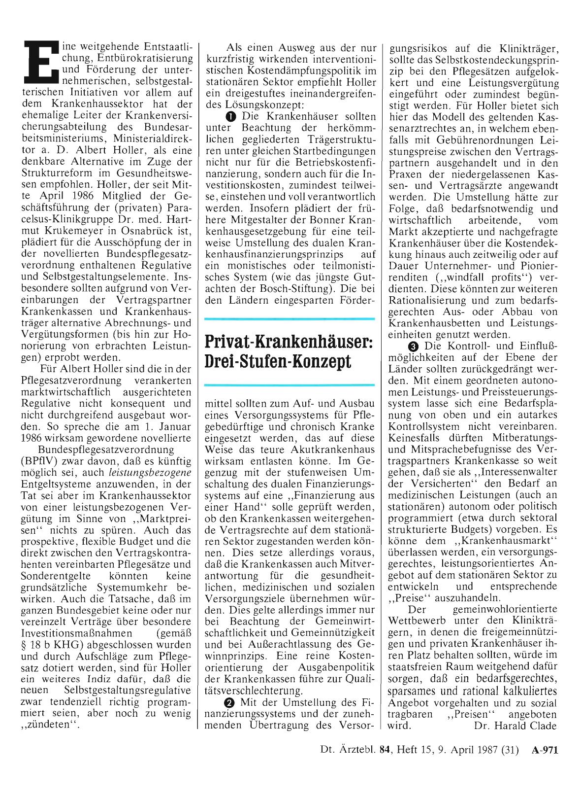 Vorschauseite 1: Privat-Krankenhäuser: Drei-Stufen-Konzept