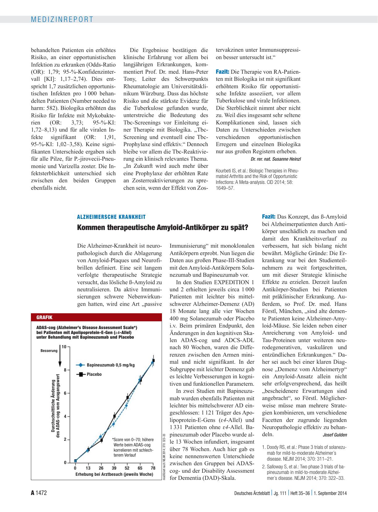 Vorschauseite 1: Alzheimersche Krankheit: Kommen therapeutische Amyloid-Antikörper zu spät?