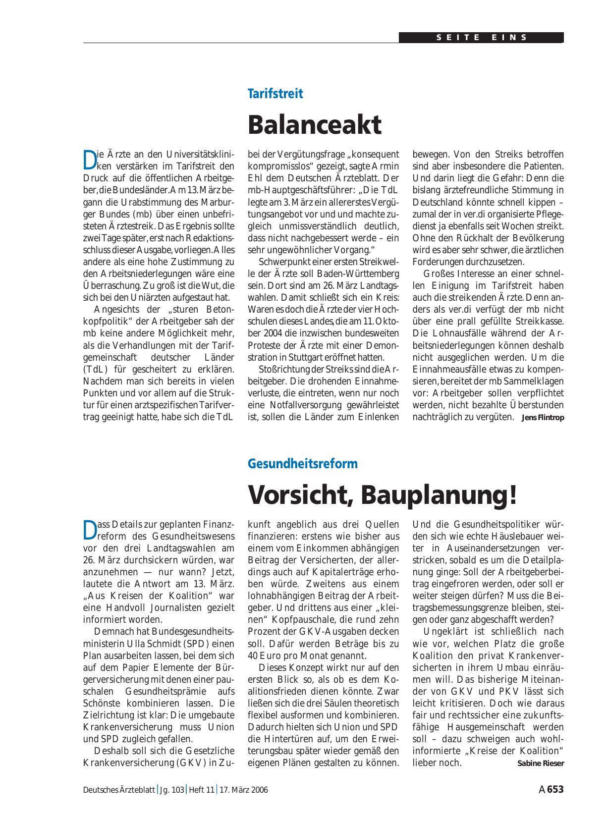 Vorschauseite 1: Tarifstreit: Balanceakt