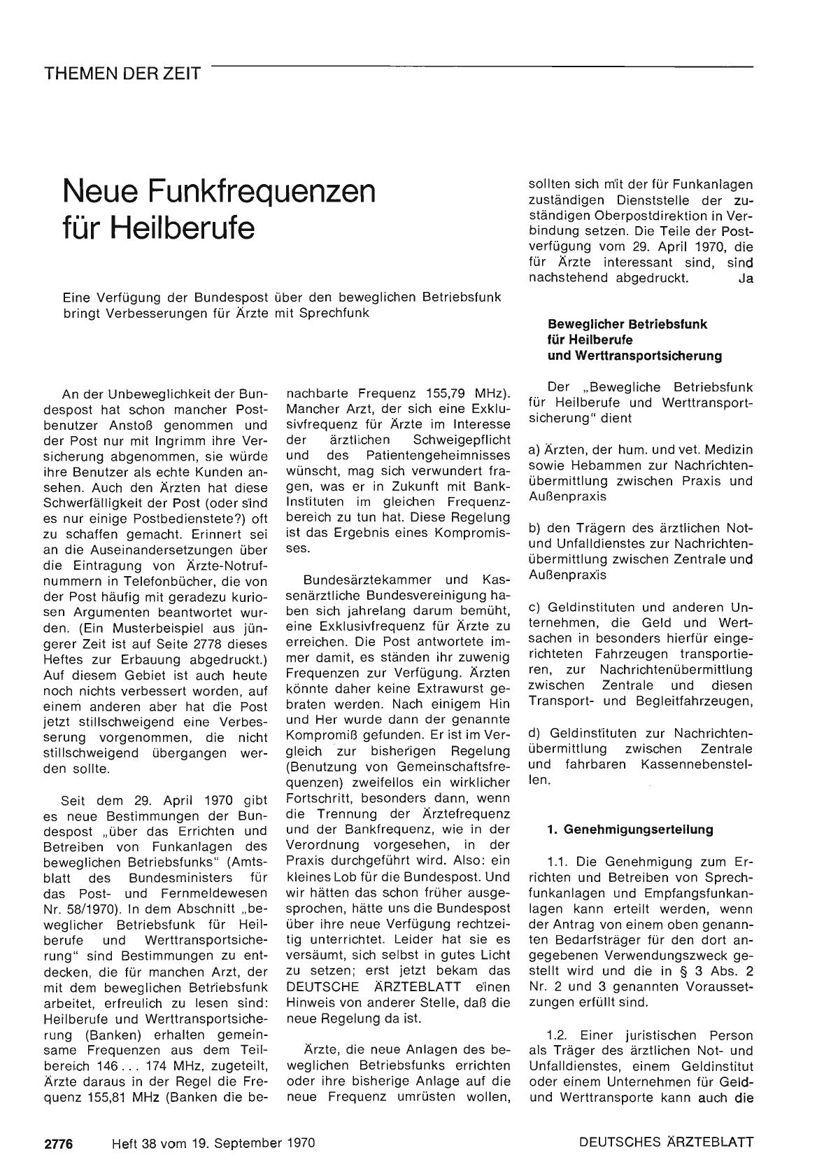 Vorschauseite 1: Neue Funkfrequenzen für Heilberufe