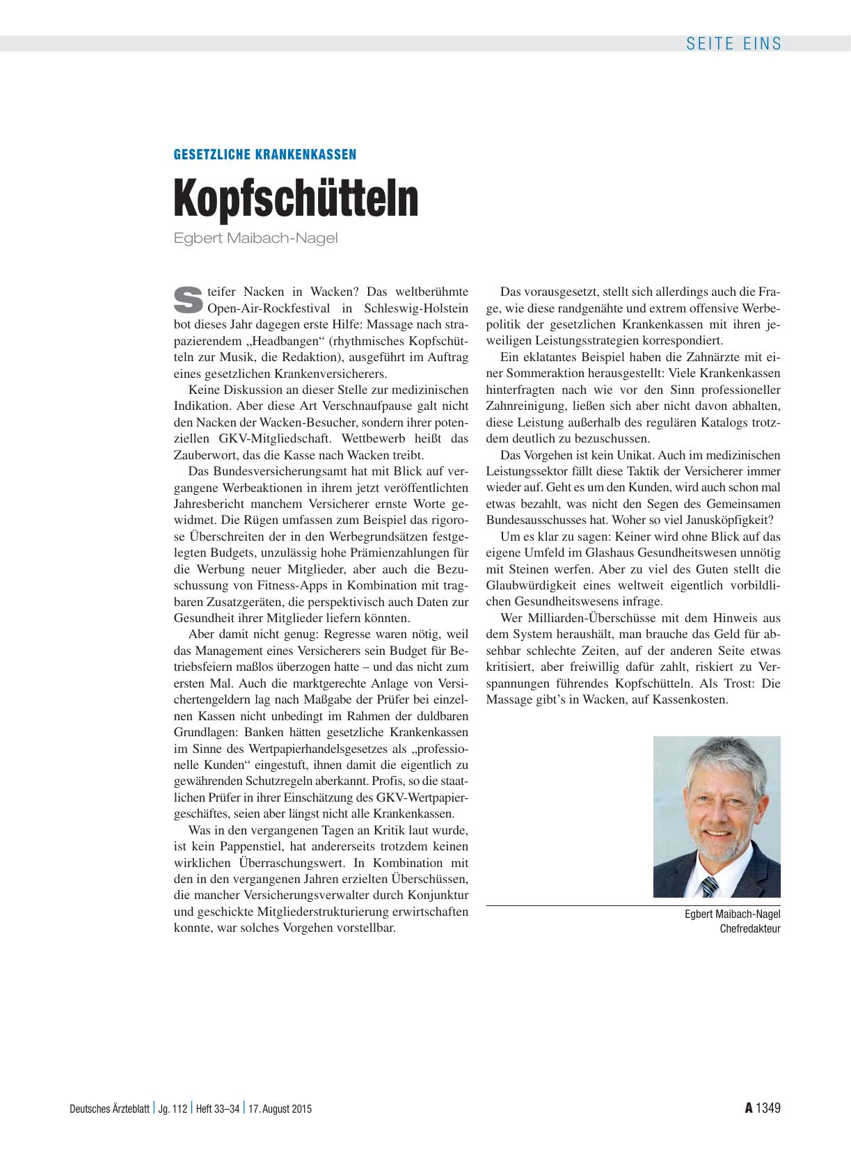 Vorschauseite 1: Gesetzliche Krankenkassen: Kopfschütteln