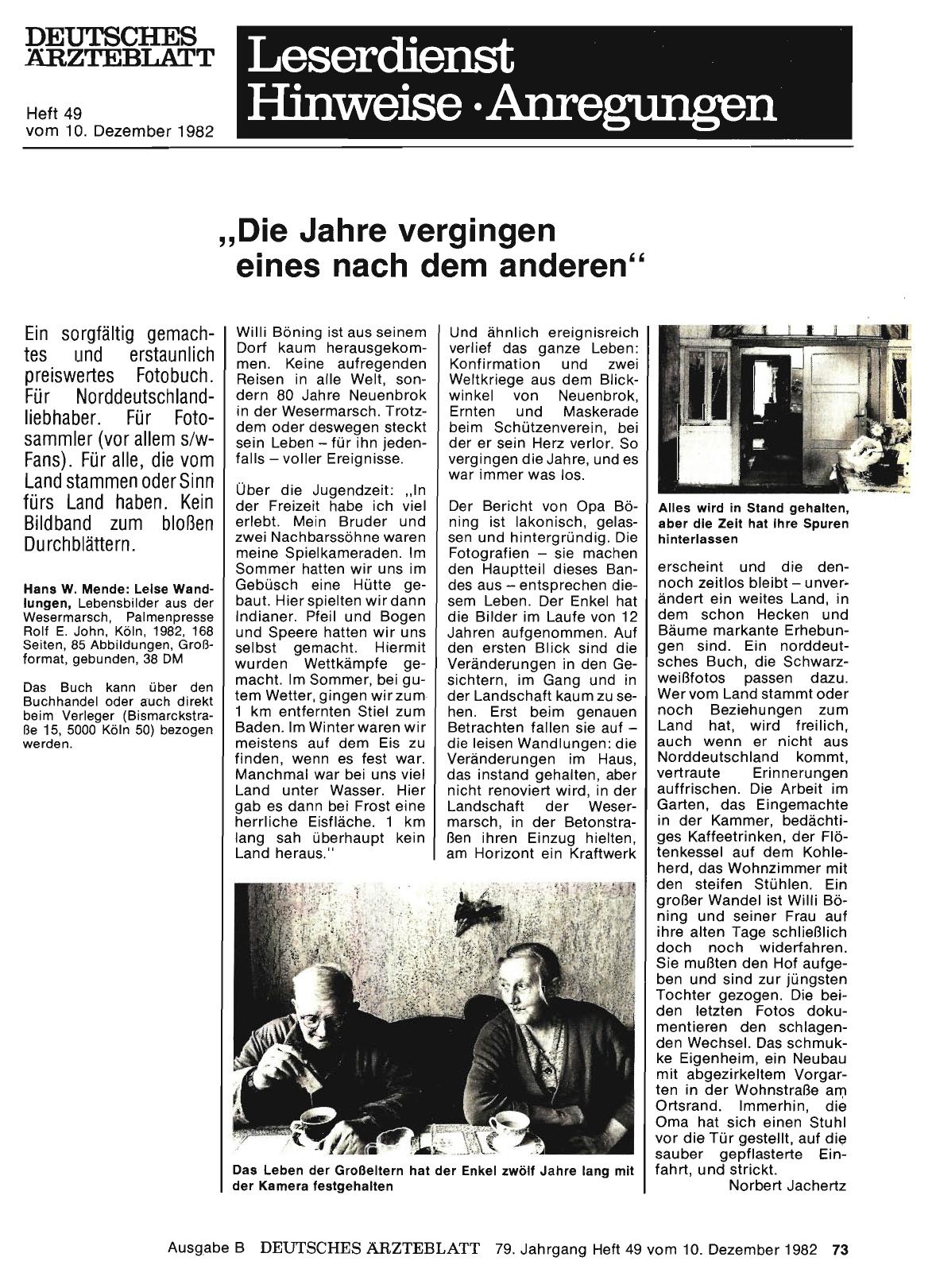 Vorschauseite 1: „Die Jahre vergingen eines nach dem anderen„