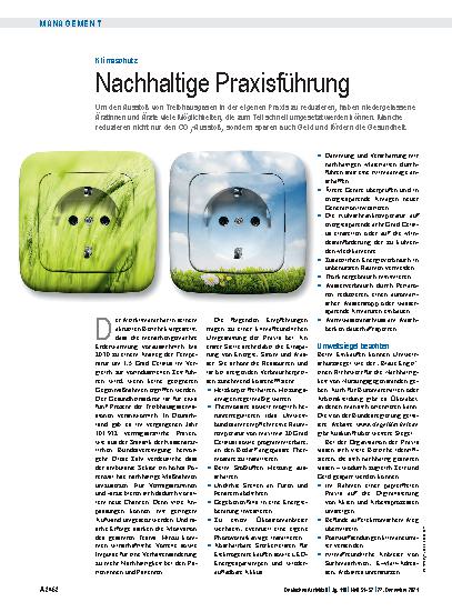 Vorschauseite 1: Klimaschutz: Nachhaltige Praxisführung