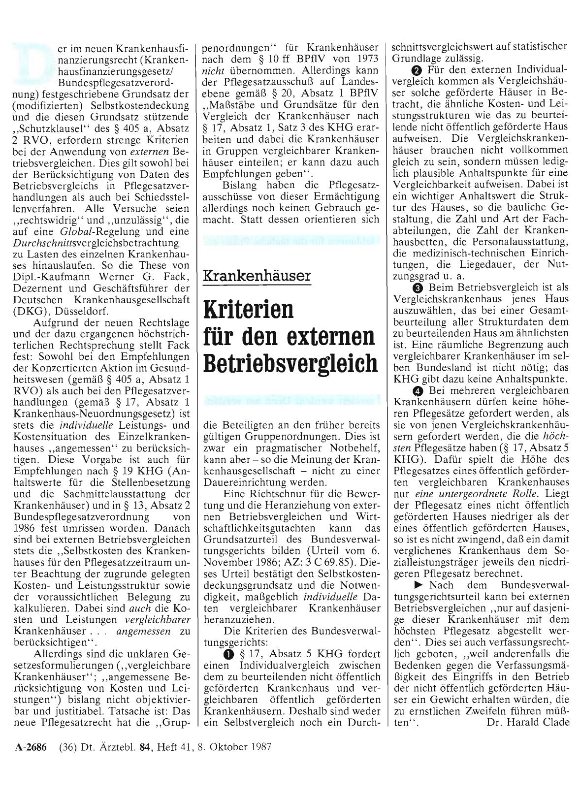Vorschauseite 1: Krankenhäuser: Kriterien für den externen Betriebsvergleich