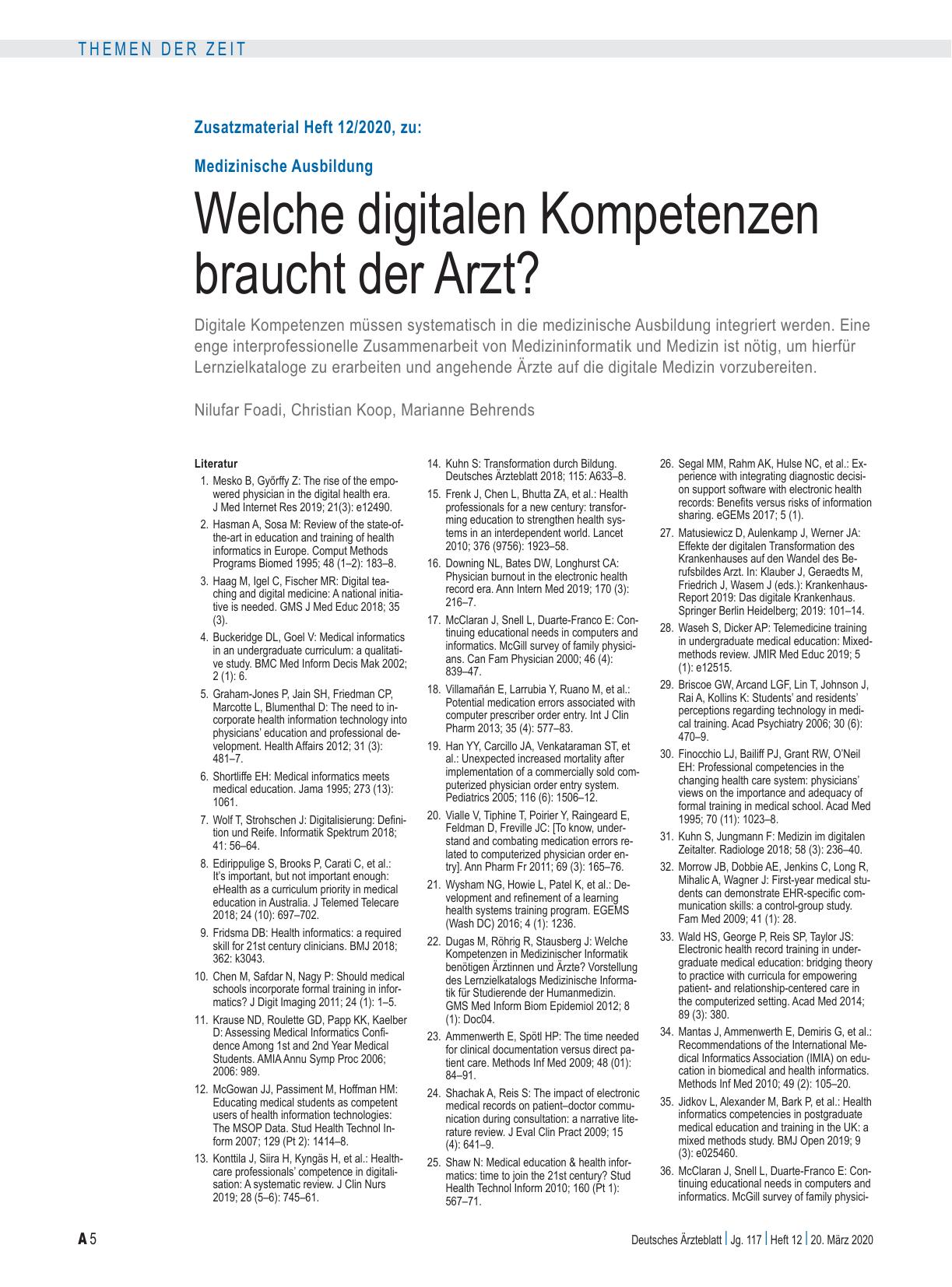 Vorschauseite 5: Medizinische Ausbildung: Welche digitalen Kompetenzen braucht der Arzt?