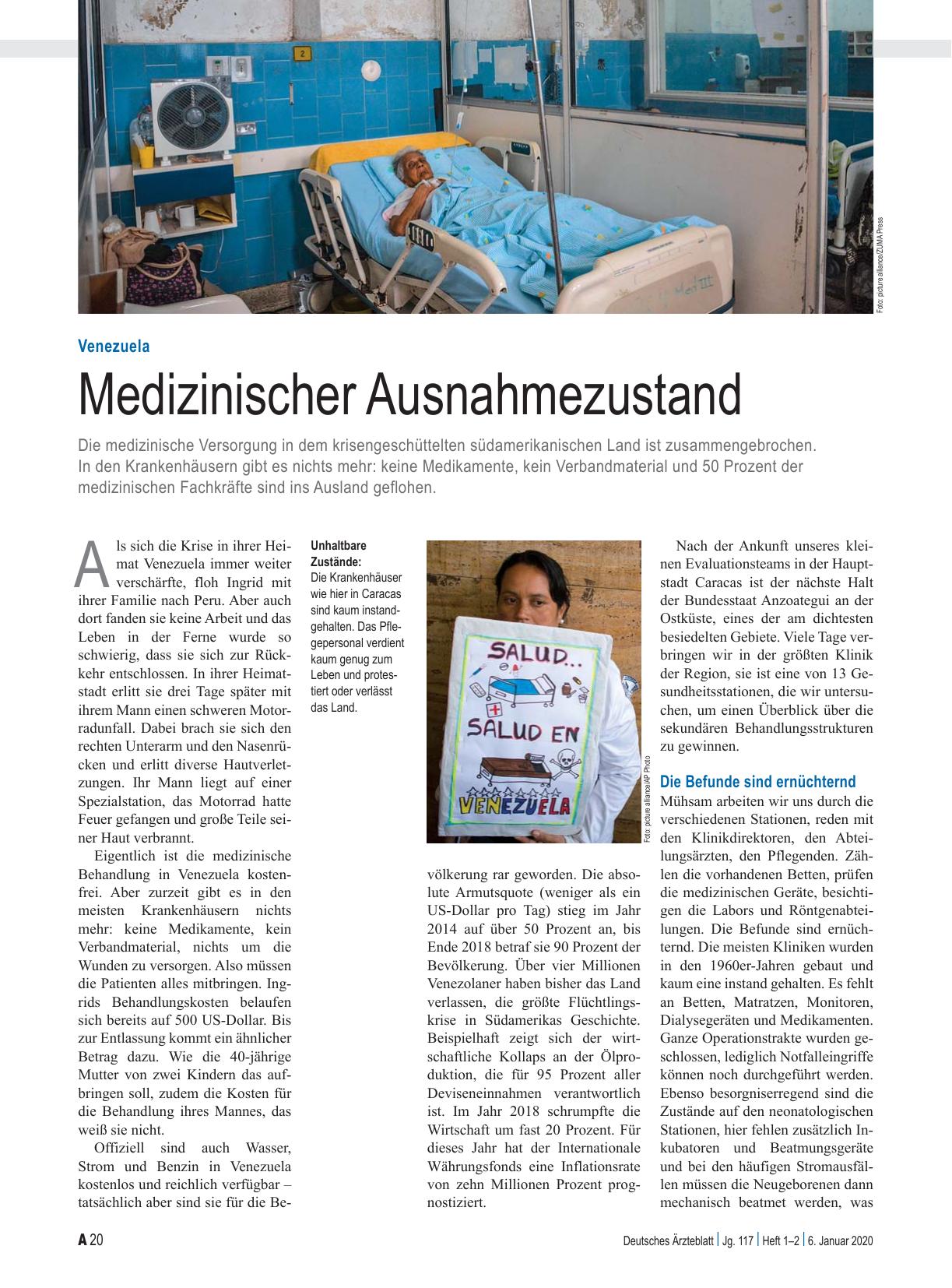 Vorschauseite 1: Venezuela: Medizinischer Ausnahmezustand