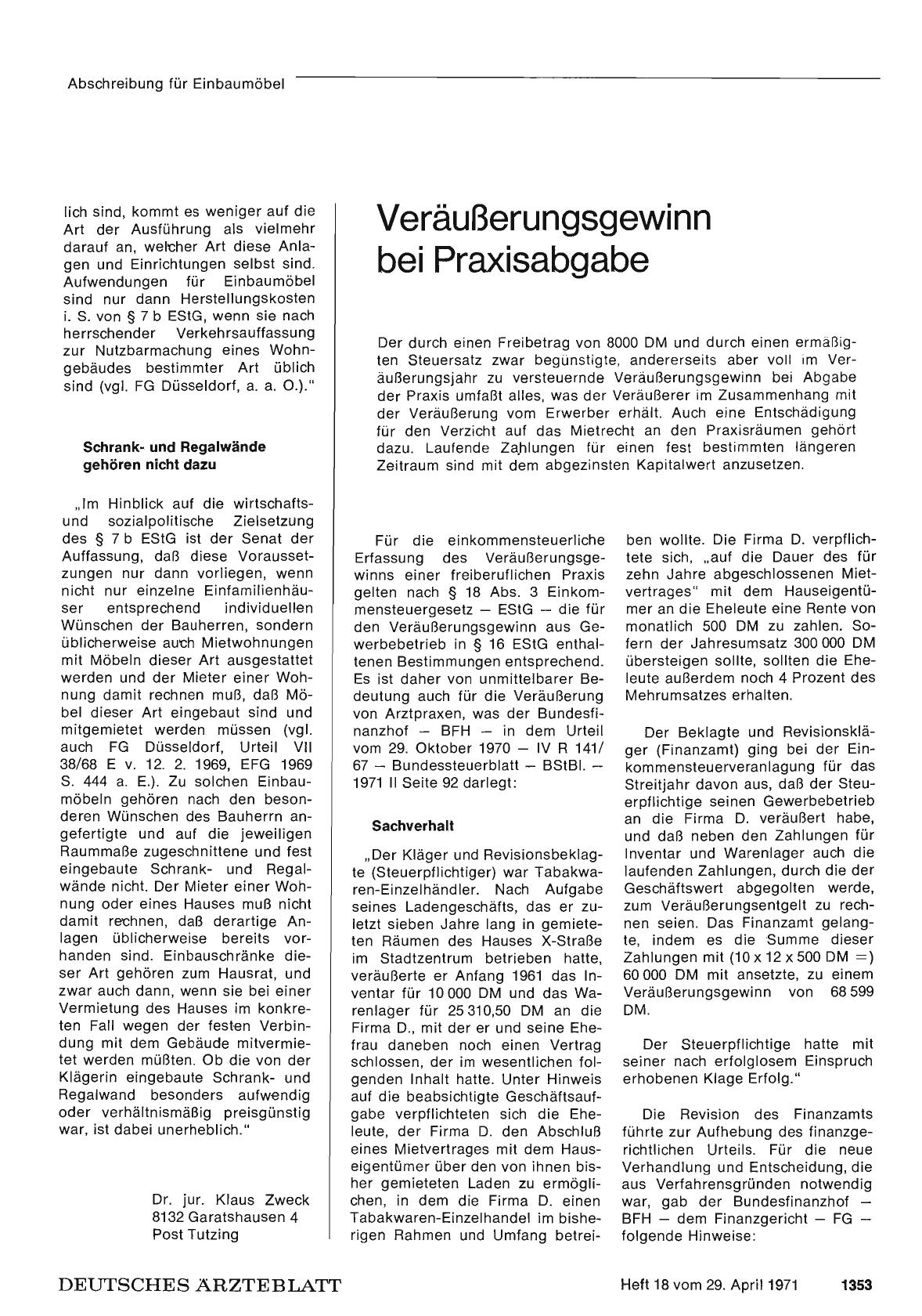 Vorschauseite 1: Veräußerungsgewinn bei Praxisabgabe