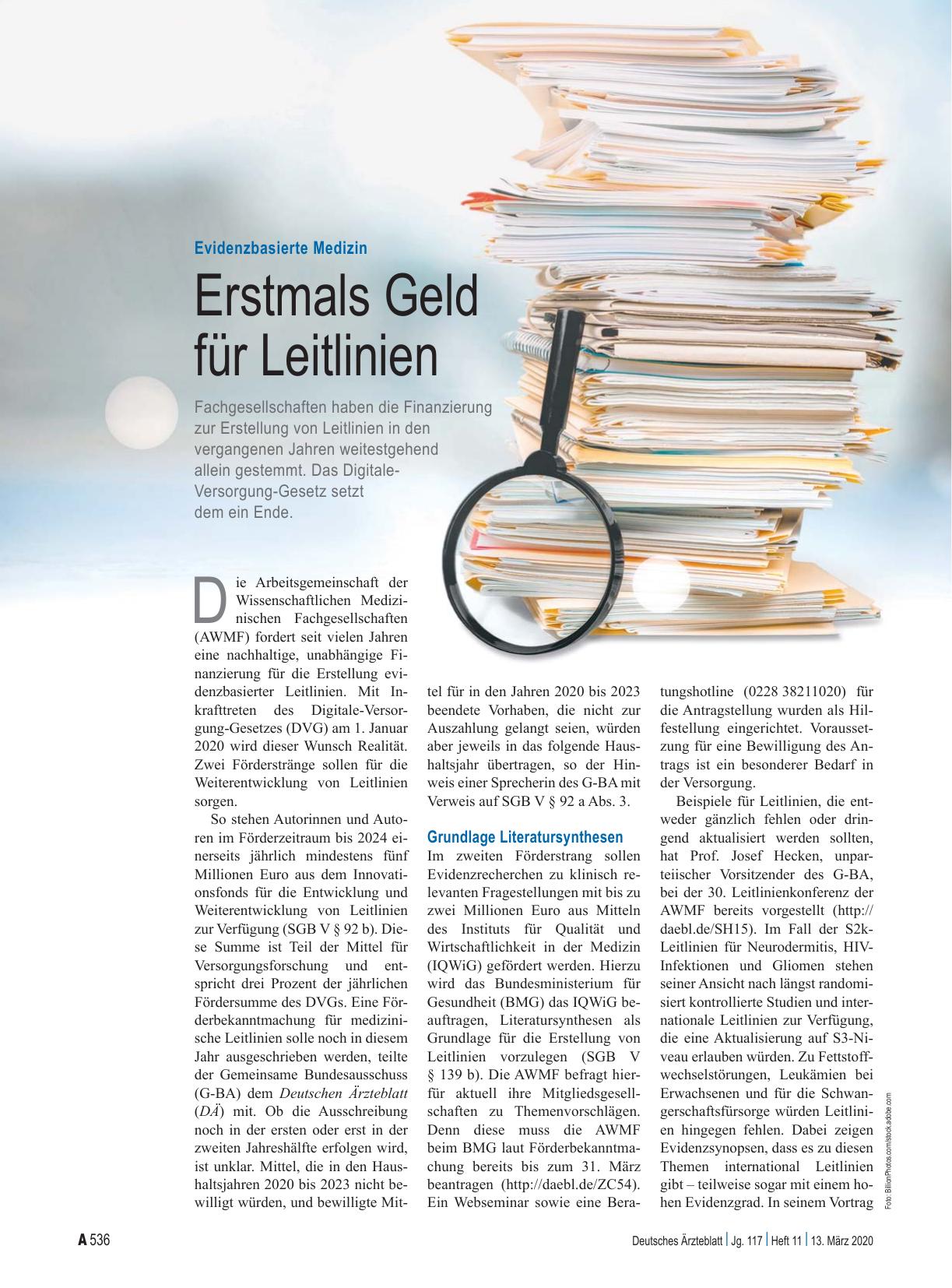 Vorschauseite 1: Evidenzbasierte Medizin: Erstmals Geld für Leitlinien
