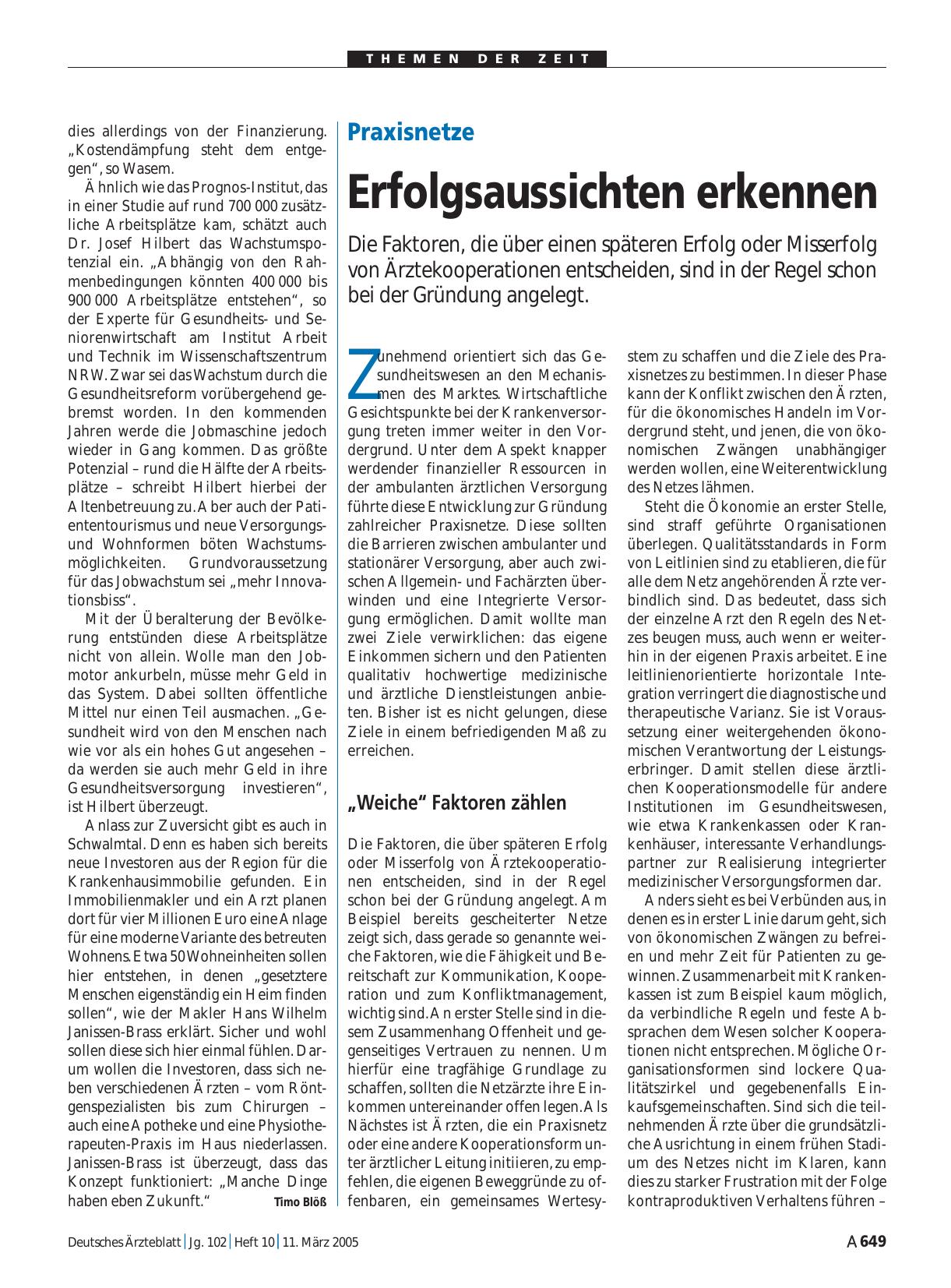 Vorschauseite 1: Praxisnetze: Erfolgsaussichten erkennen