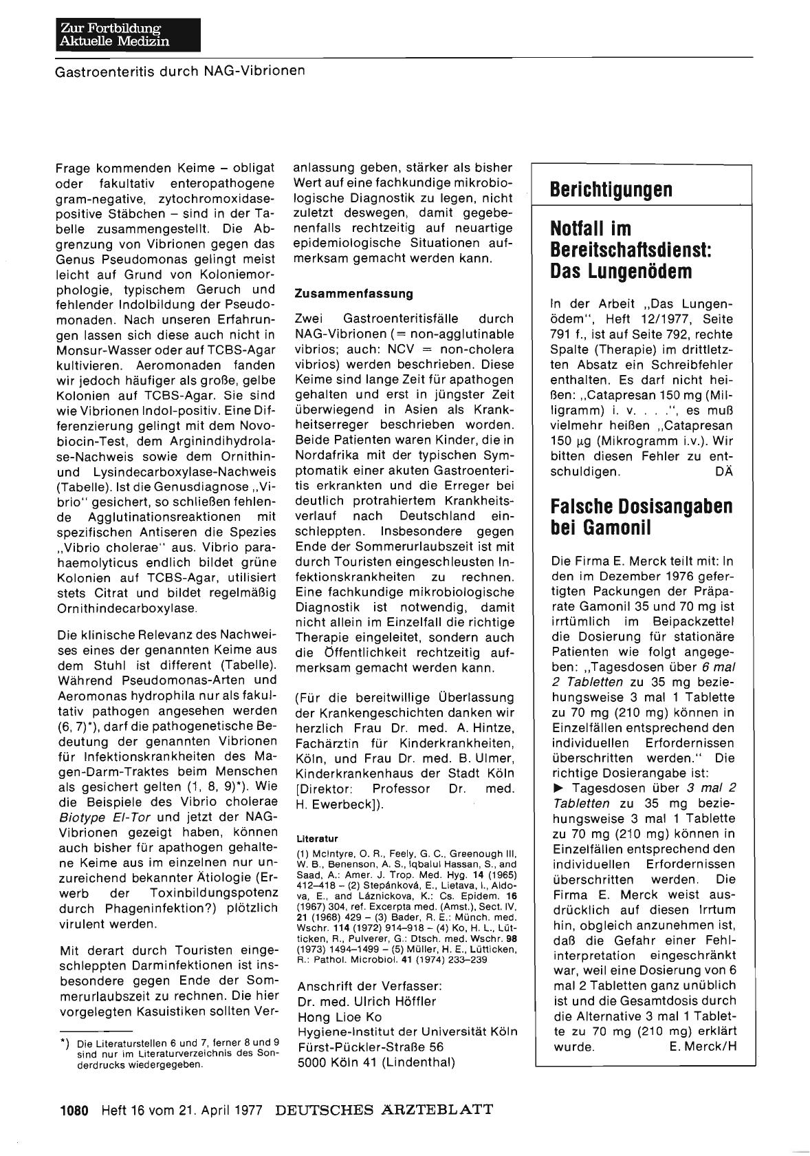 Vorschauseite 1: Falsche Dosisangaben bei Gamonil