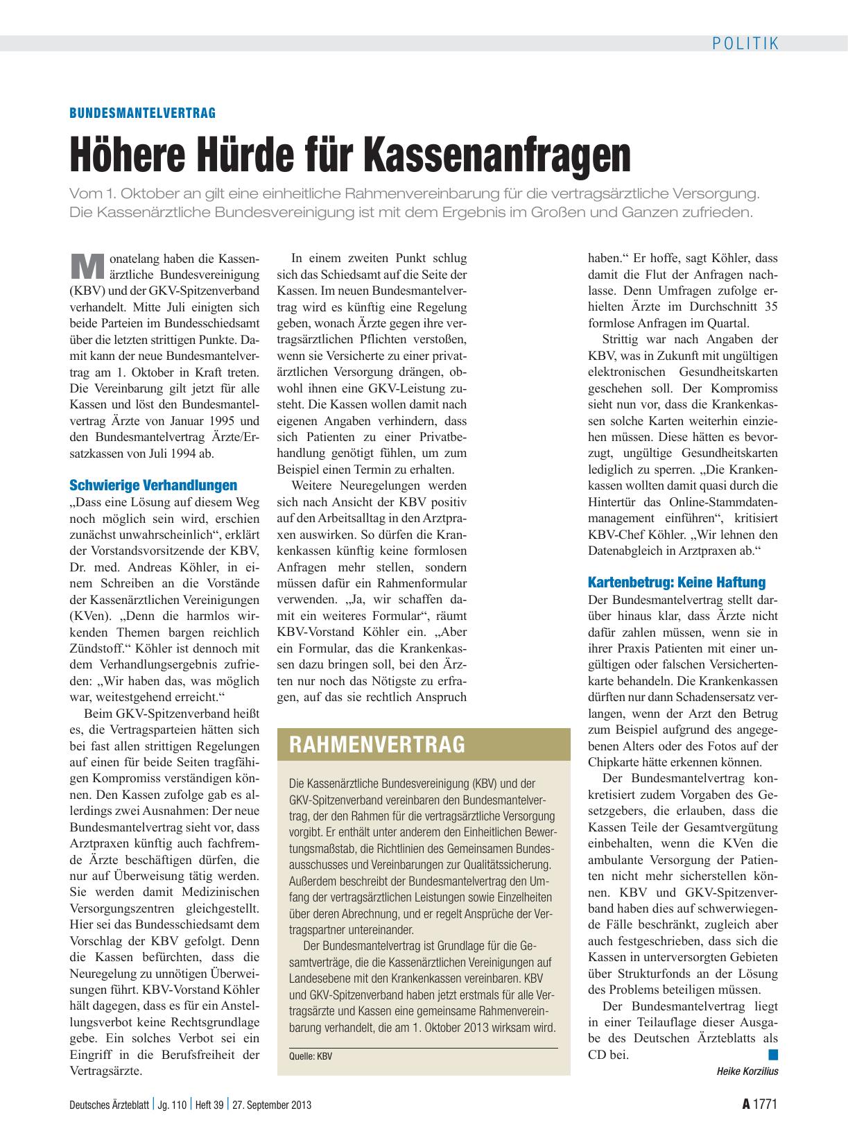 Vorschauseite 1: Bundesmantelvertrag: Höhere Hürde für Kassenanfragen