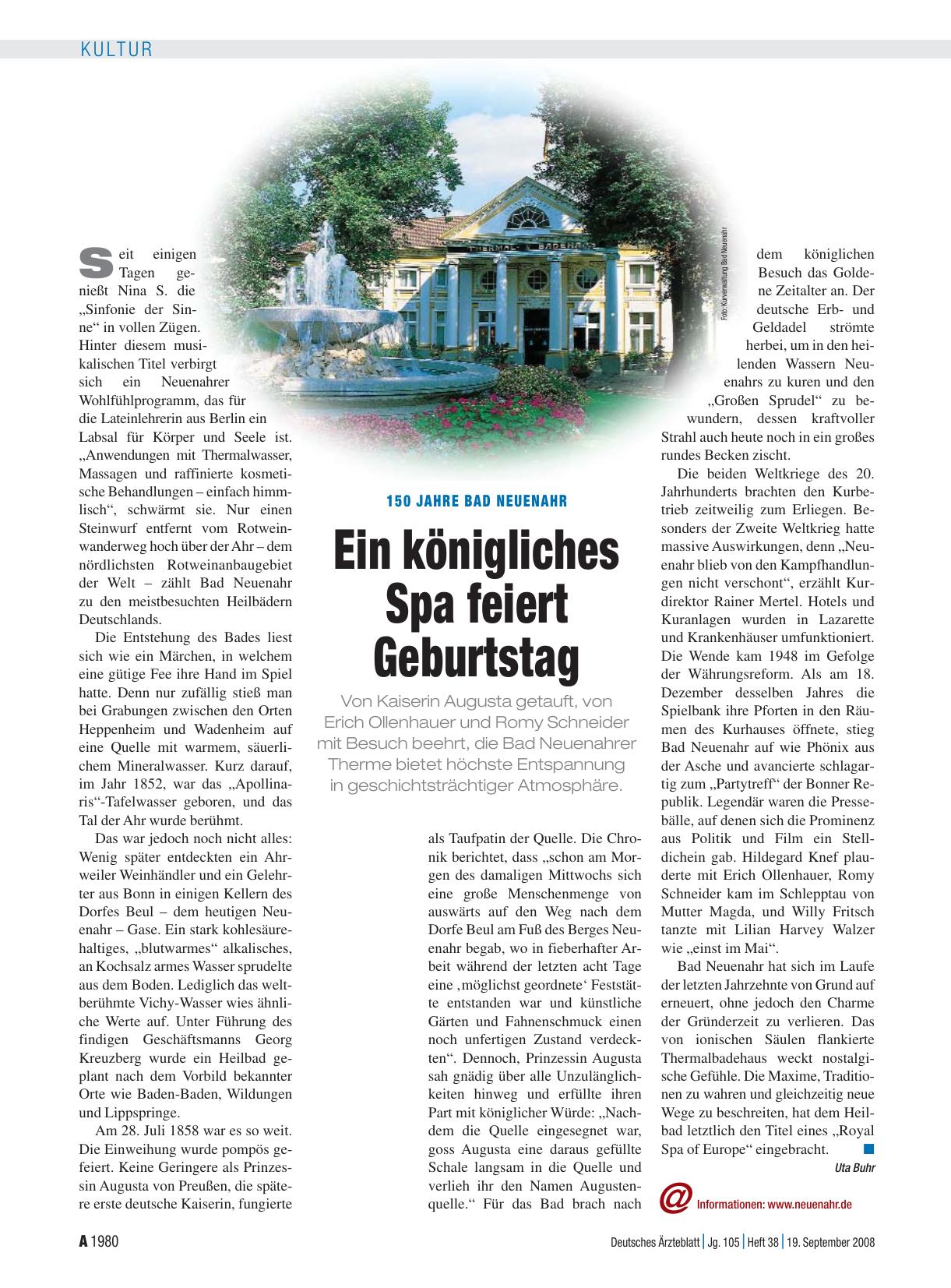 Vorschauseite 1: 150 Jahre Bad Neuenahr: Ein königliches Spa feiert Geburtstag
