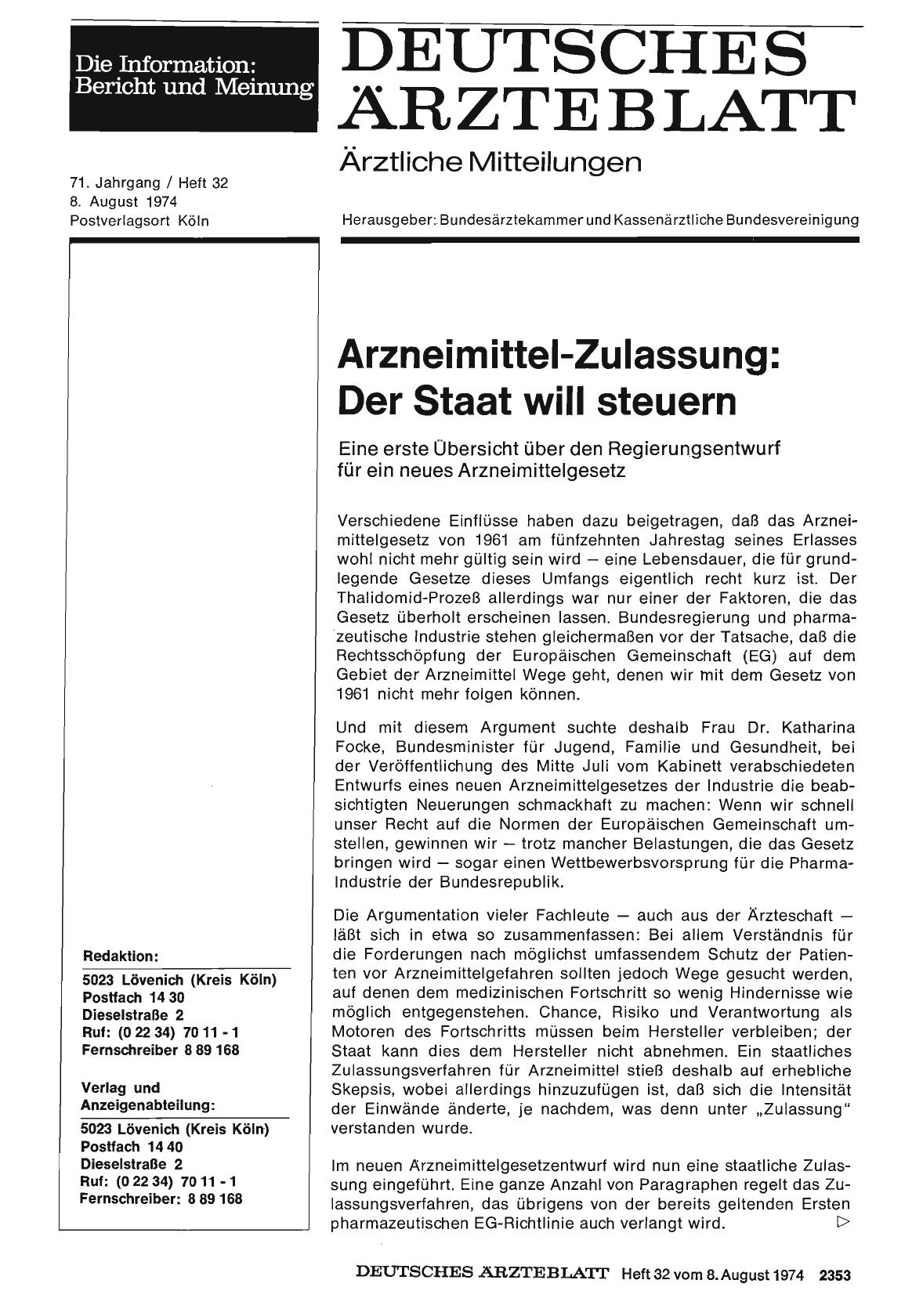 Vorschauseite 1: Arzneimittel-Zulassung: Der Staat will steuern
