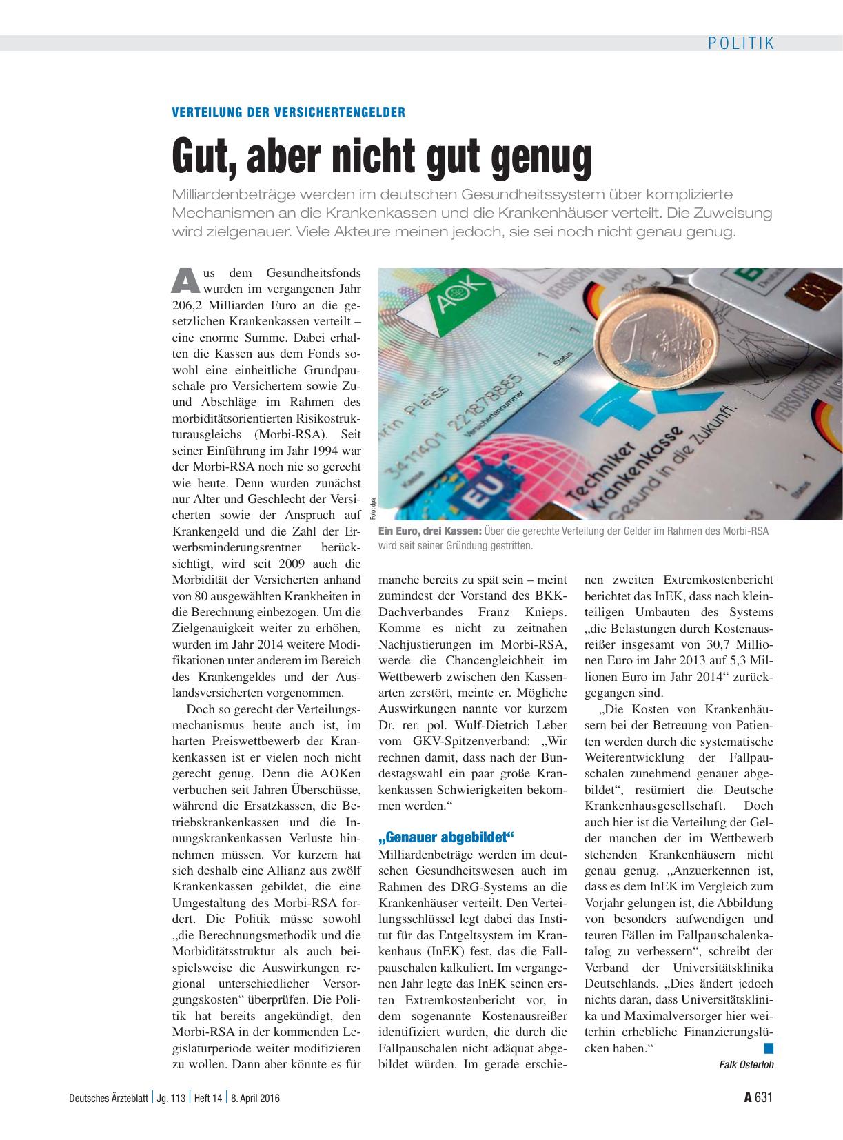 Vorschauseite 1: Verteilung der Versichertengelder: Gut, aber nicht gut genug