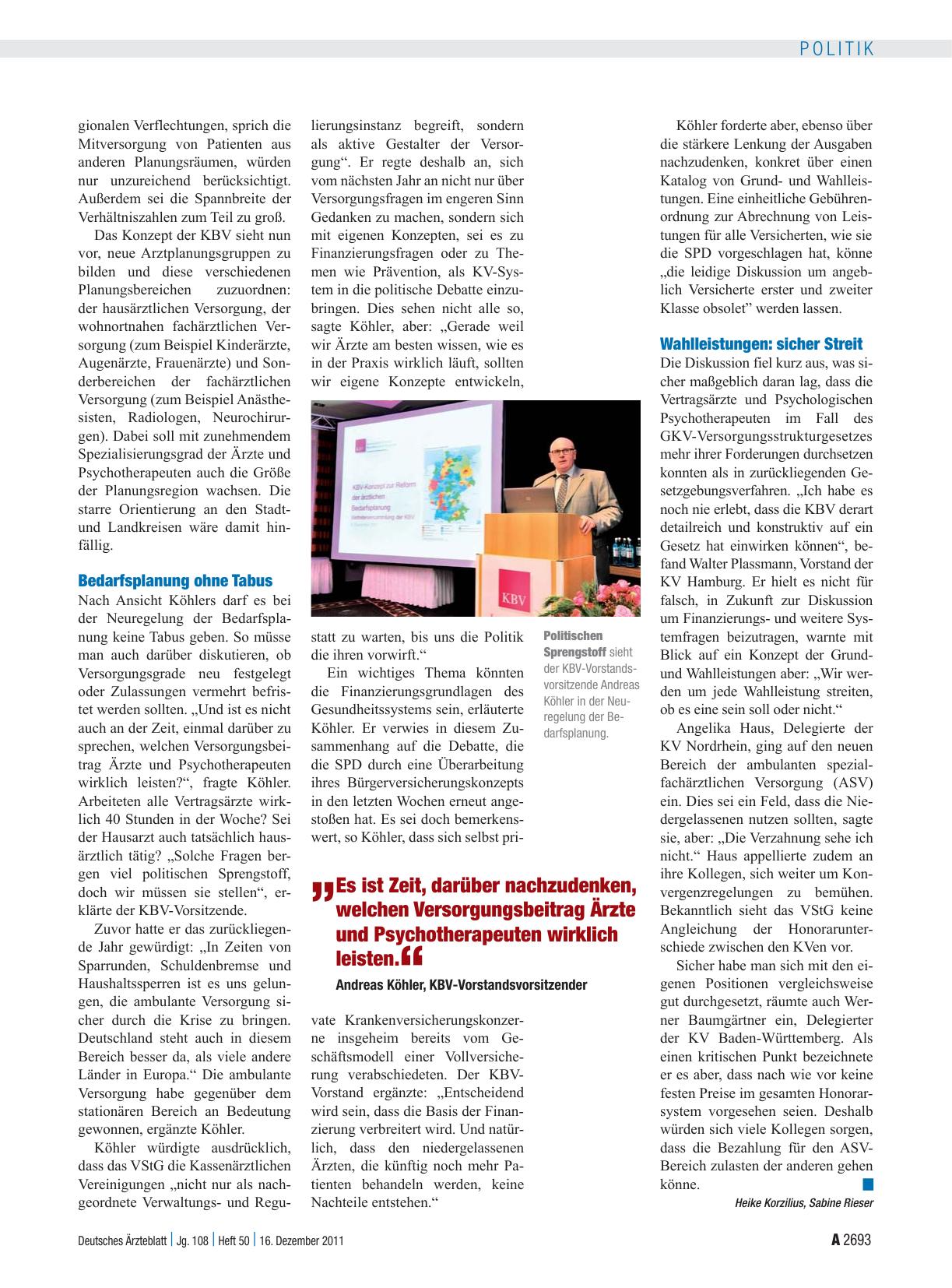 Vorschauseite 3: KBV-Vertreterversammlung: Die umfangreiche Arbeit geht 2012 weiter – ohne Vorstand Müller
