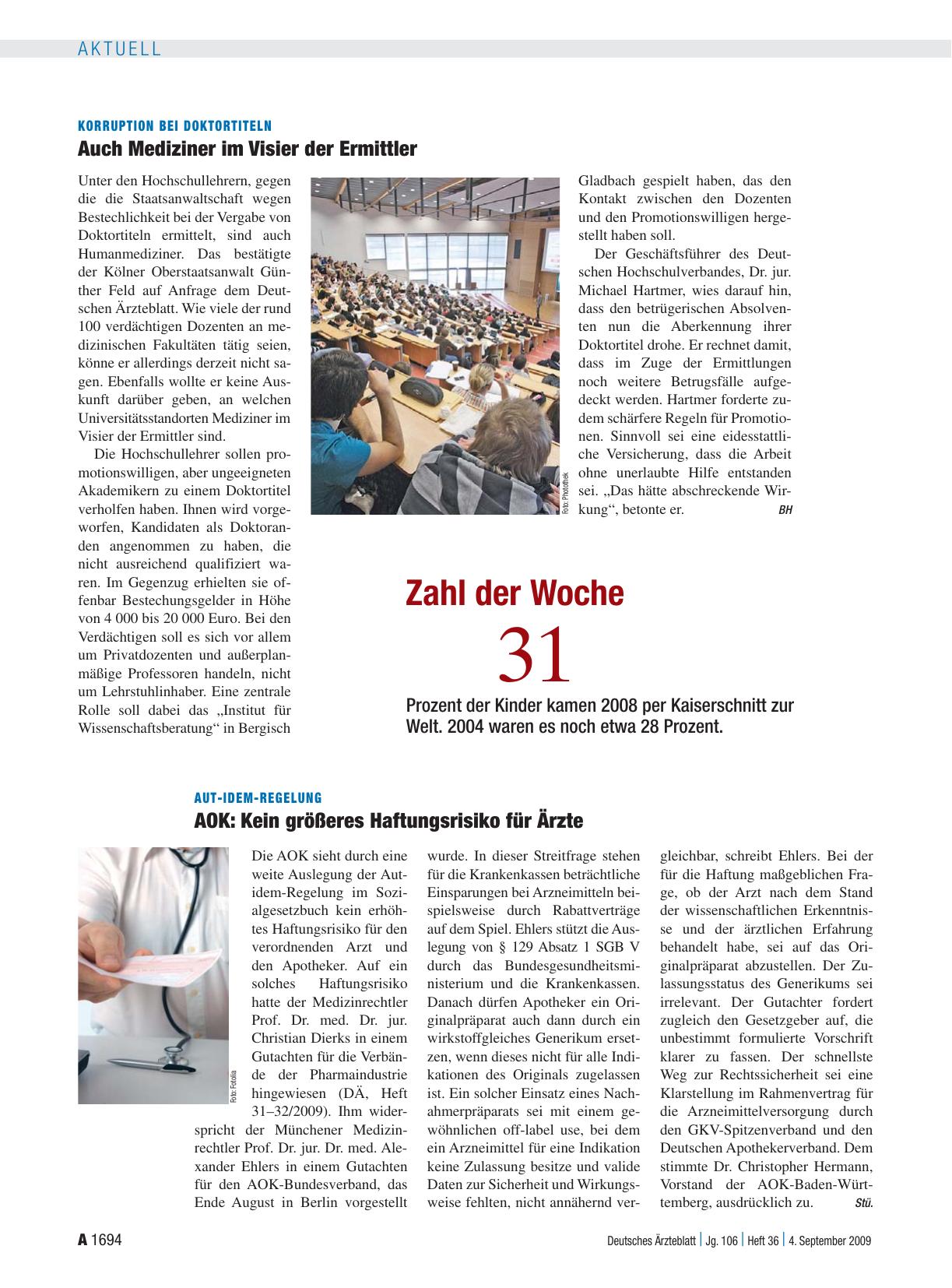 Vorschauseite 1: Aut-idem-Regelung - AOK: Kein größeres Haftungsrisiko für Ärzte