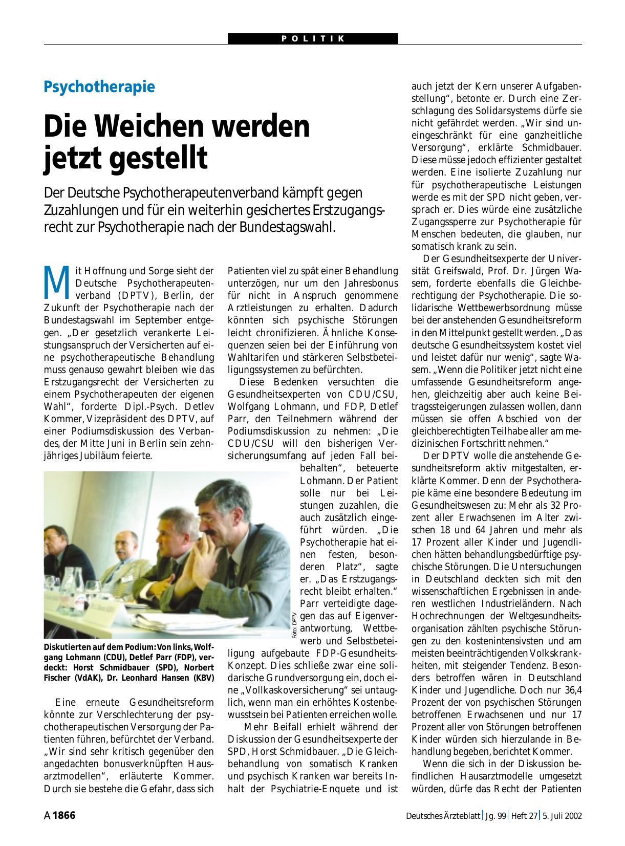 Vorschauseite 1: Psychotherapie: Die Weichen werden jetzt gestellt