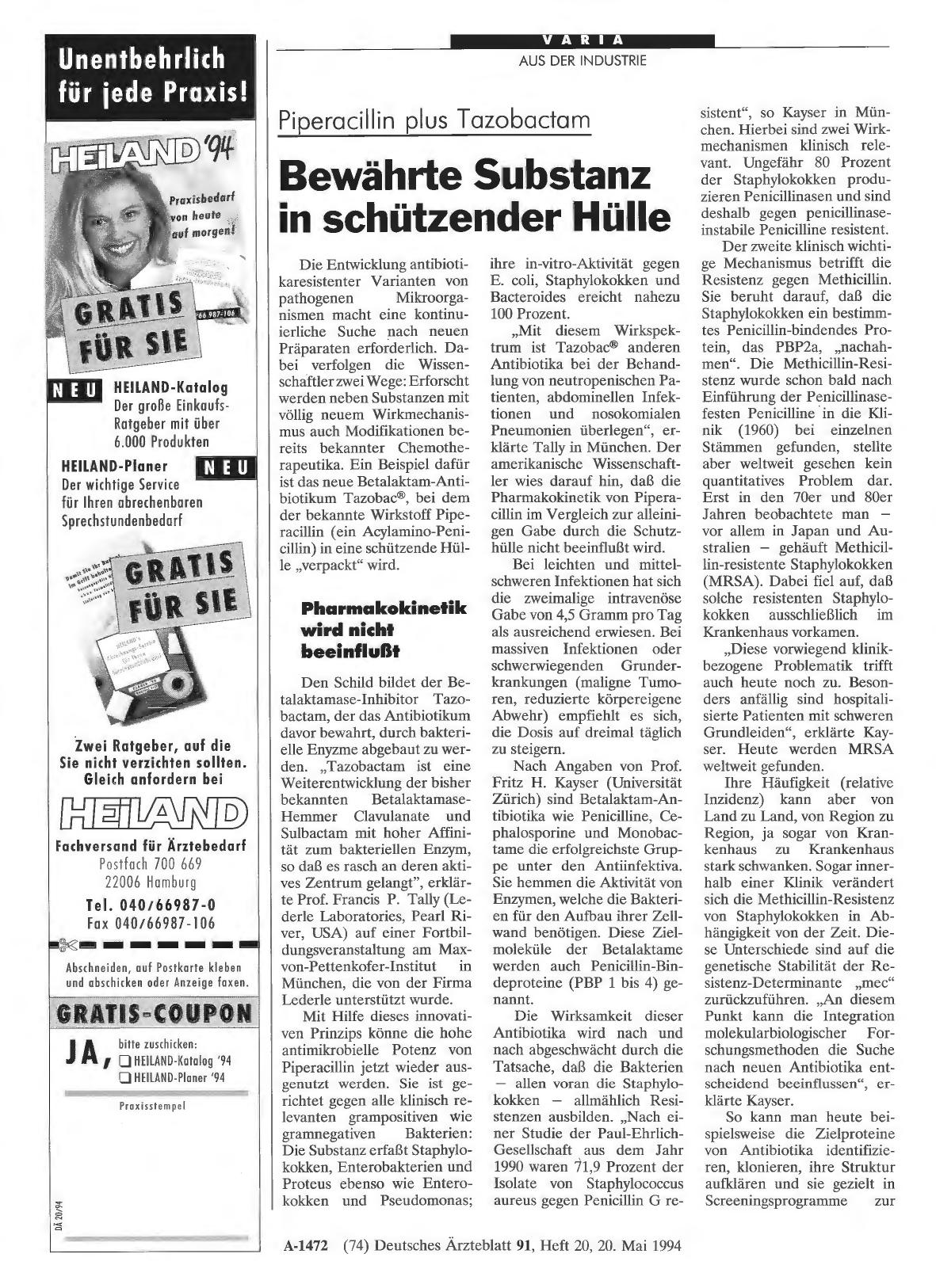 Vorschauseite 1: Piperacillin plus Tazobactam: Bewährte Substanz in schützender Hülle