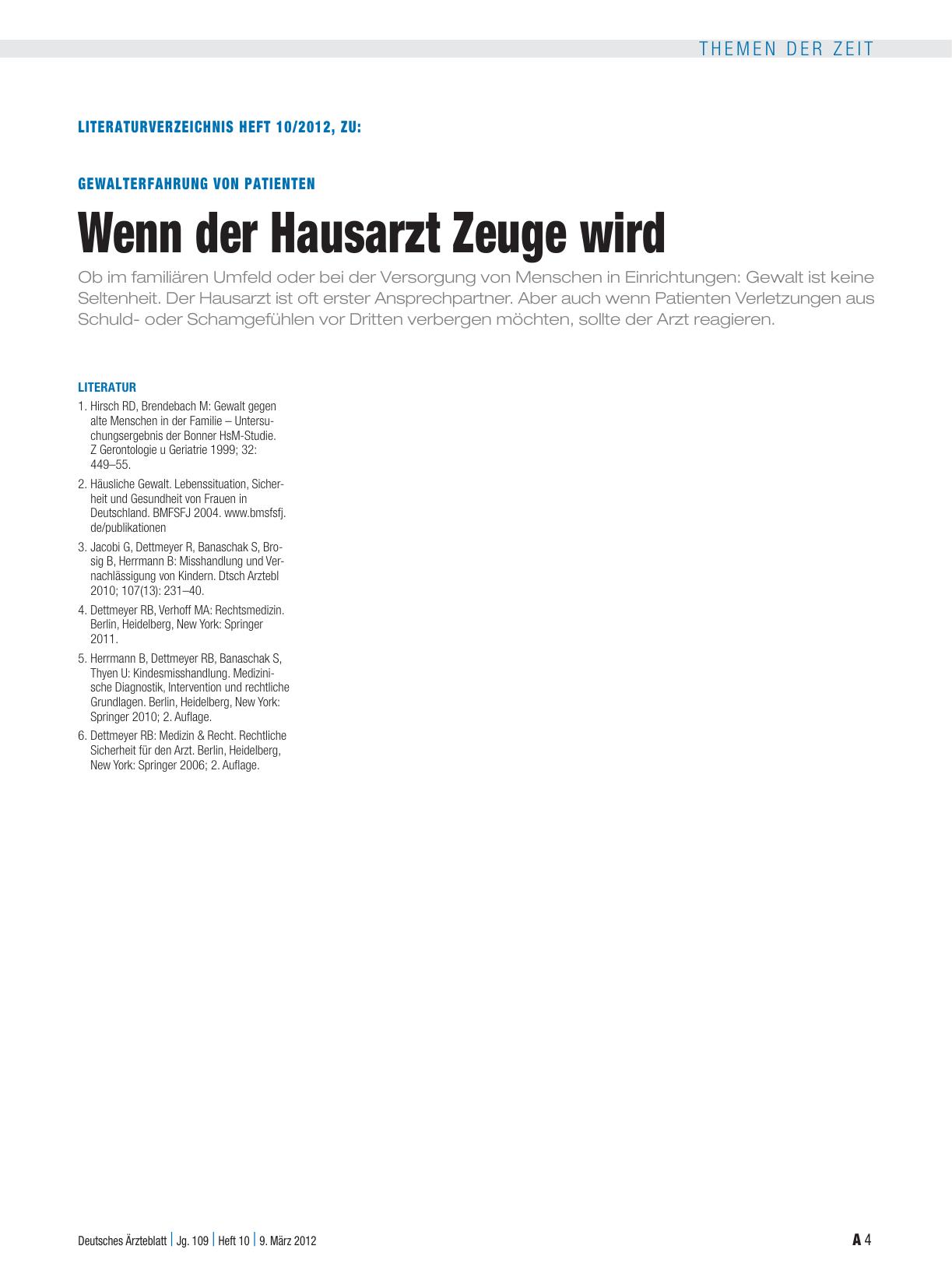 Vorschauseite 4: Gewalterfahrung von Patienten: Wenn der Hausarzt Zeuge wird