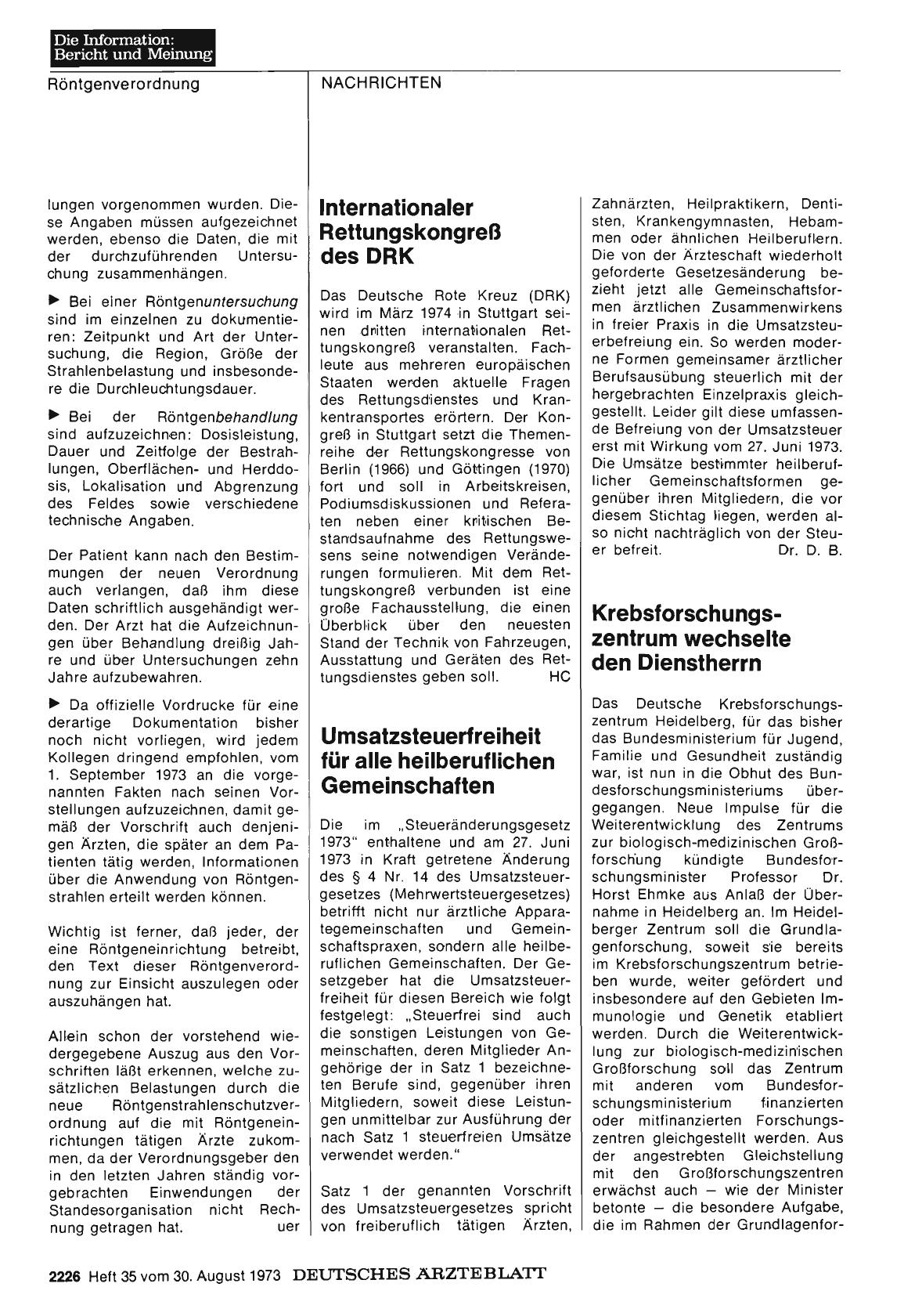 Vorschauseite 1: Krebsforschungszentrum wechselte den Dienstherrn