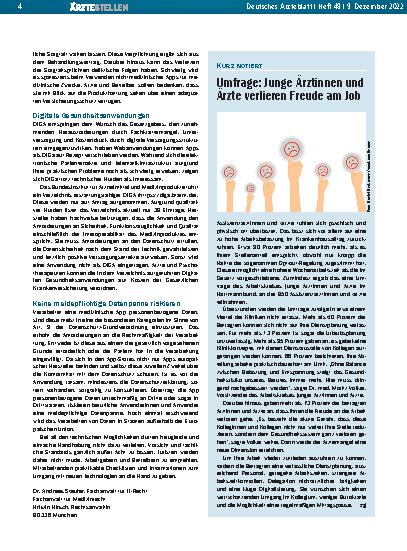 Vorschauseite 1: Umfrage: Junge Ärztinnen und Ärzte verlieren Freude am Job