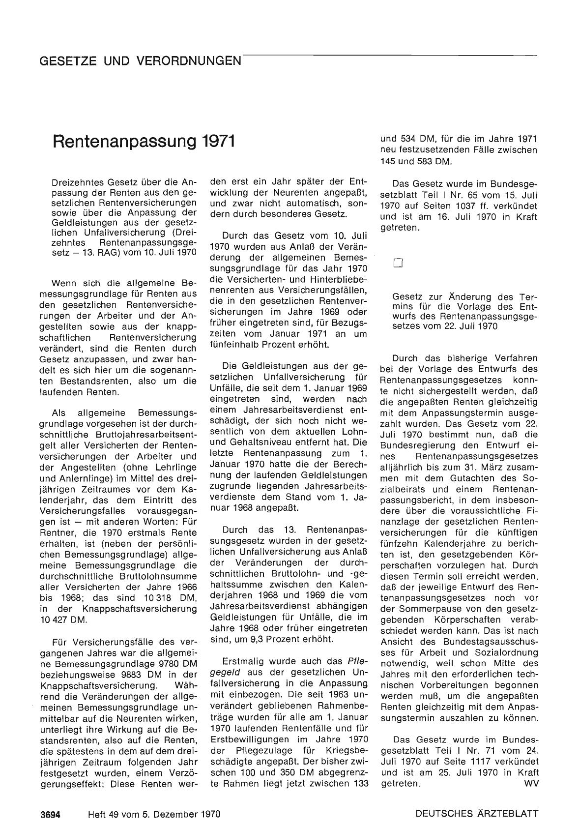 Vorschauseite 1: Rentenanpassung 1971