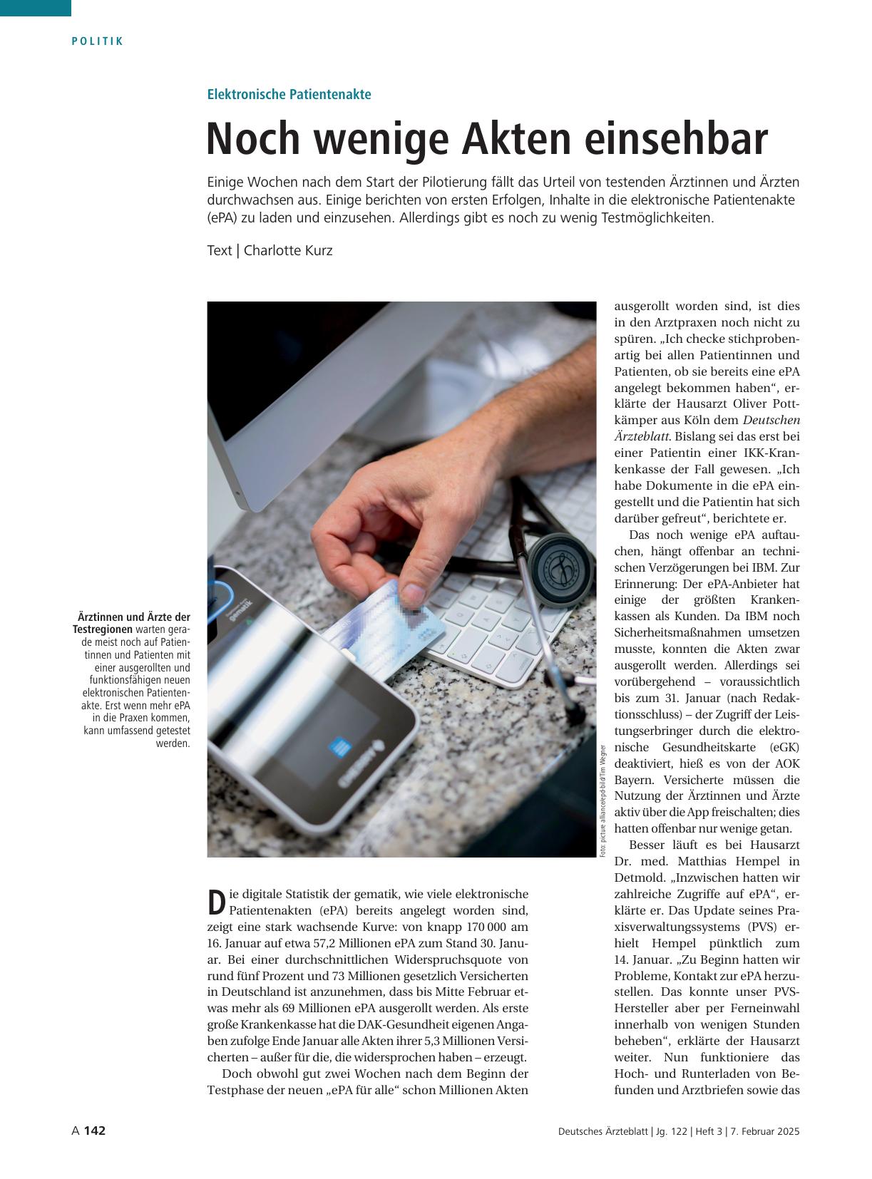 Vorschauseite 1: Elektronische Patientenakte: Noch wenige Akten einsehbar