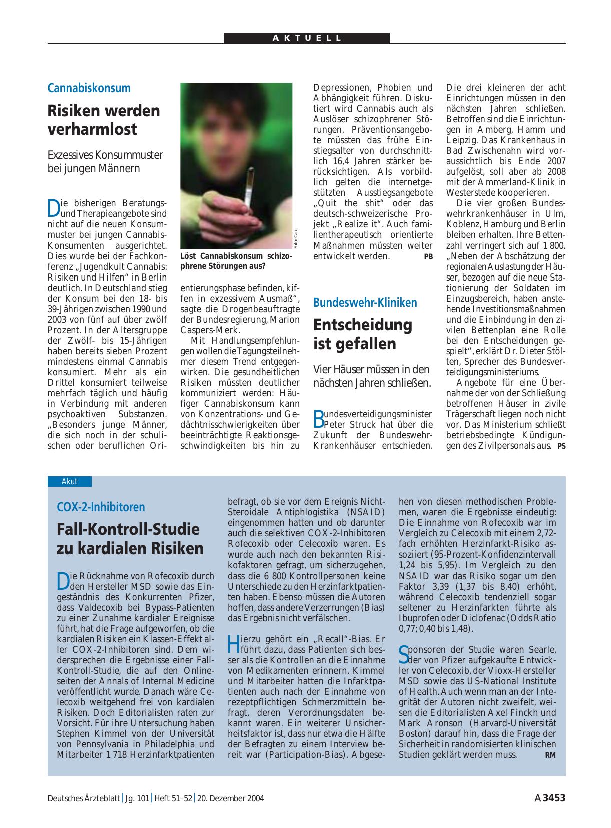 Vorschauseite 1: COX-2-Inhibitoren: Fall-Kontroll-Studie zu kardialen Risiken