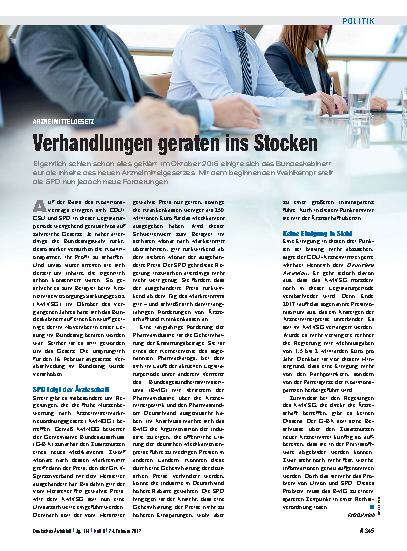 Vorschauseite 1: Arzneimittelgesetz: Verhandlungen geraten ins Stocken
