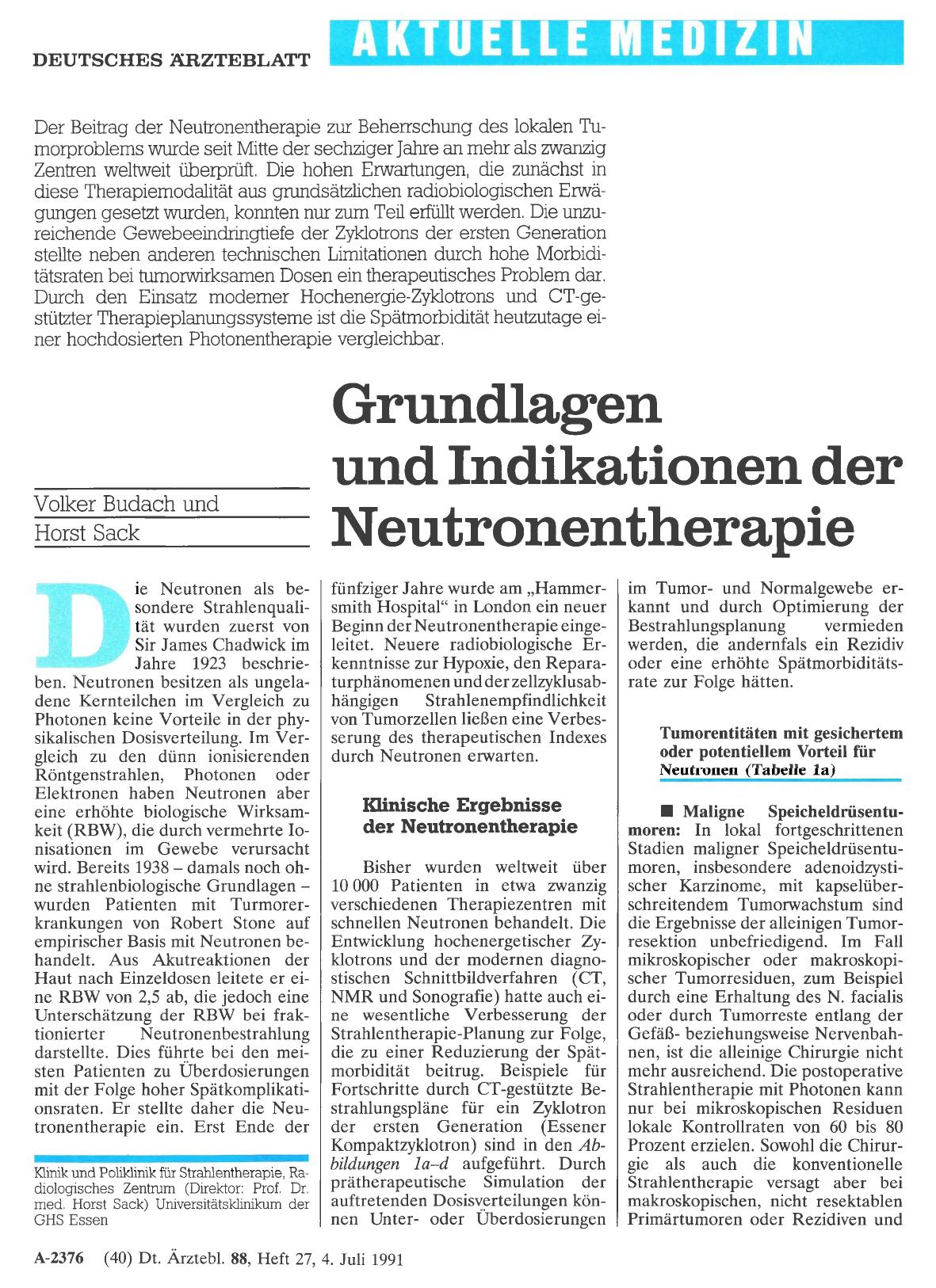 Vorschauseite 1: Grundlagen und Indikationen der Neutronentherapie