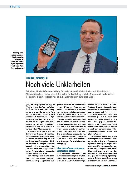 Vorschauseite 1: Digitales Impfzertifikat: Noch viele Unklarheiten