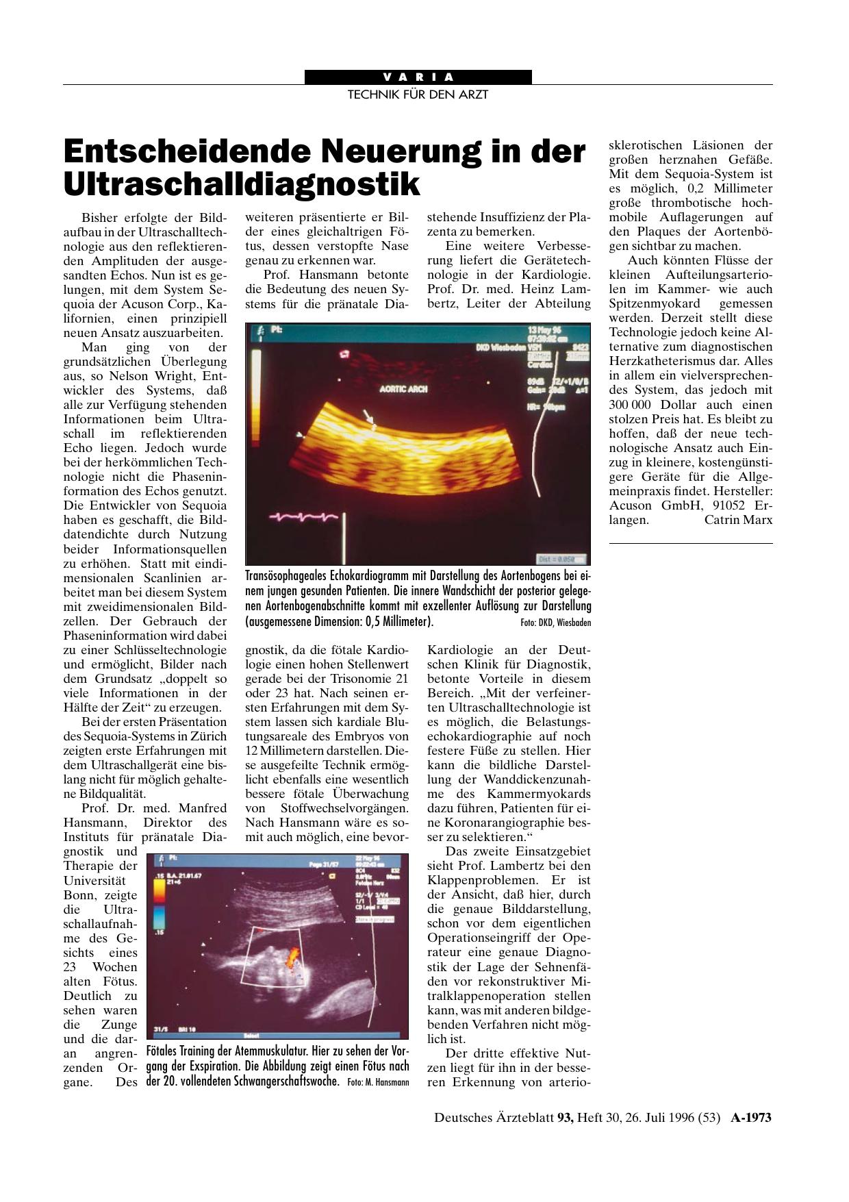 Vorschauseite 1: Entscheidende Neuerung in der Ultraschalldiagnostik
