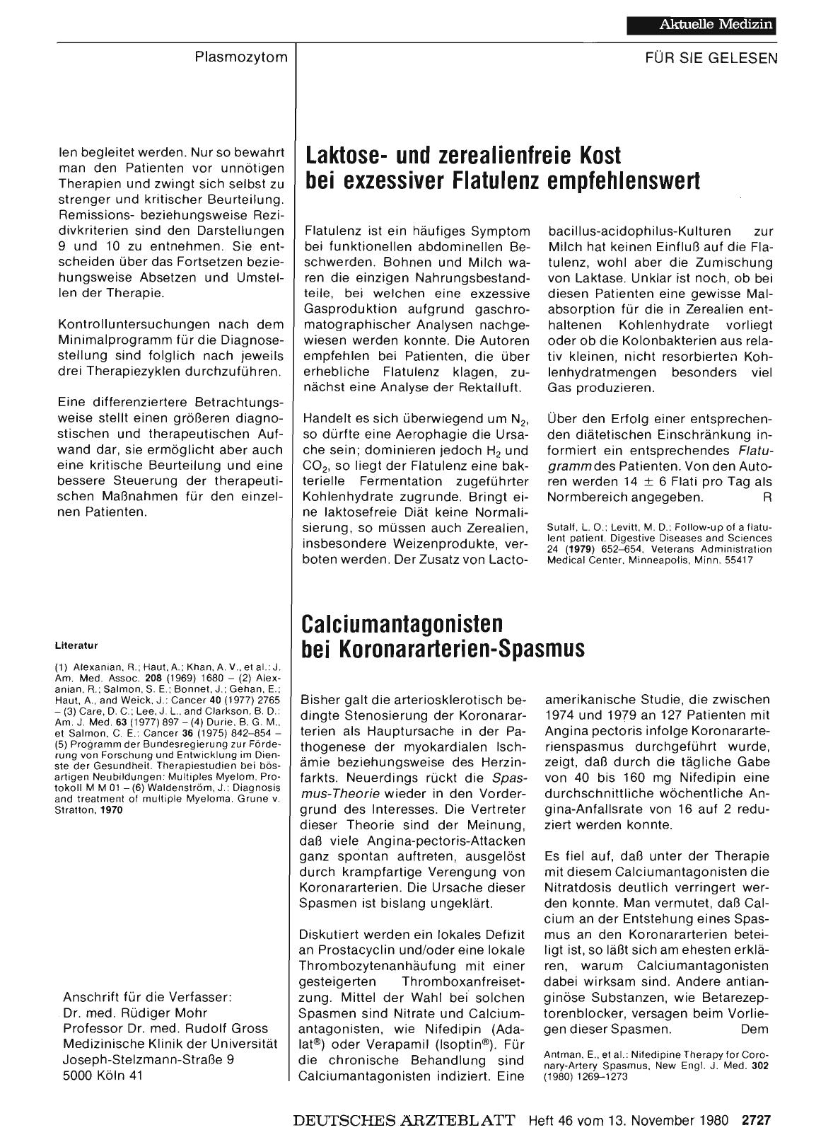 Vorschauseite 1: Calciumantagonisten bei Koronararterien-Spasmus