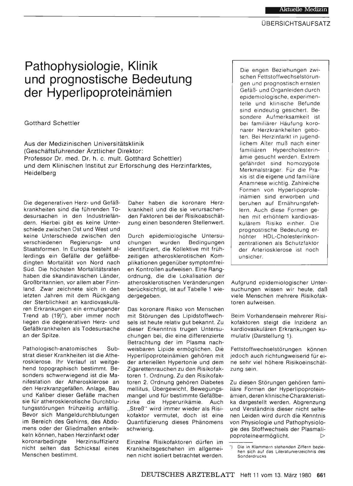 Vorschauseite 1: Pathophysiologie, Klinik und prognostische Bedeutung der Hyperlipoproteinämien