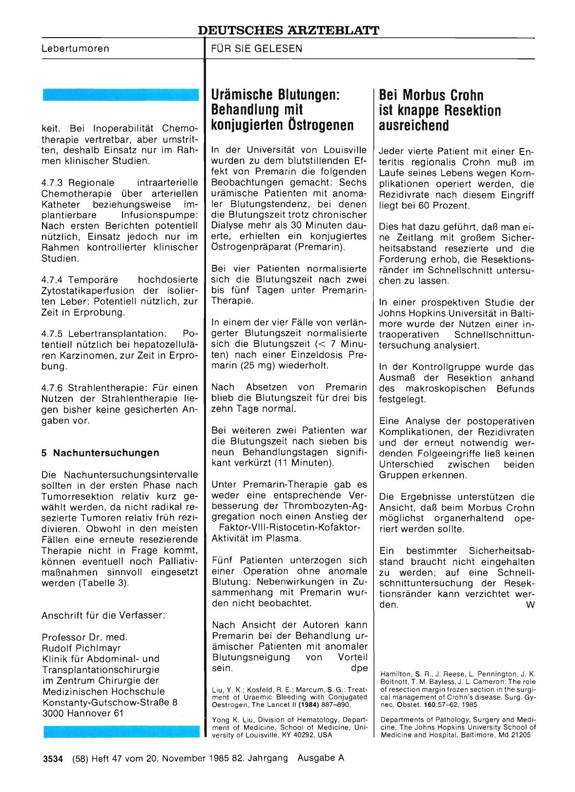 Vorschauseite 1: Urämische Blutungen: Behandlung mit konjugierten Östrogenen