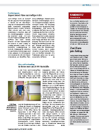 Vorschauseite 1: Psychiatriegesetz: Bayern ändert Pläne nach heftiger Kritik
