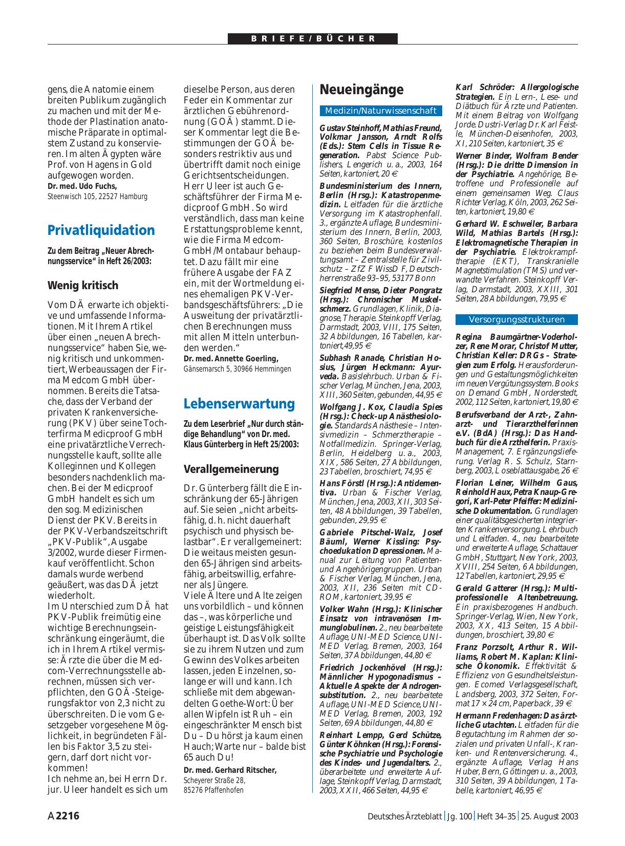 Vorschauseite 1: Lebenserwartung: Verallgemeinerung