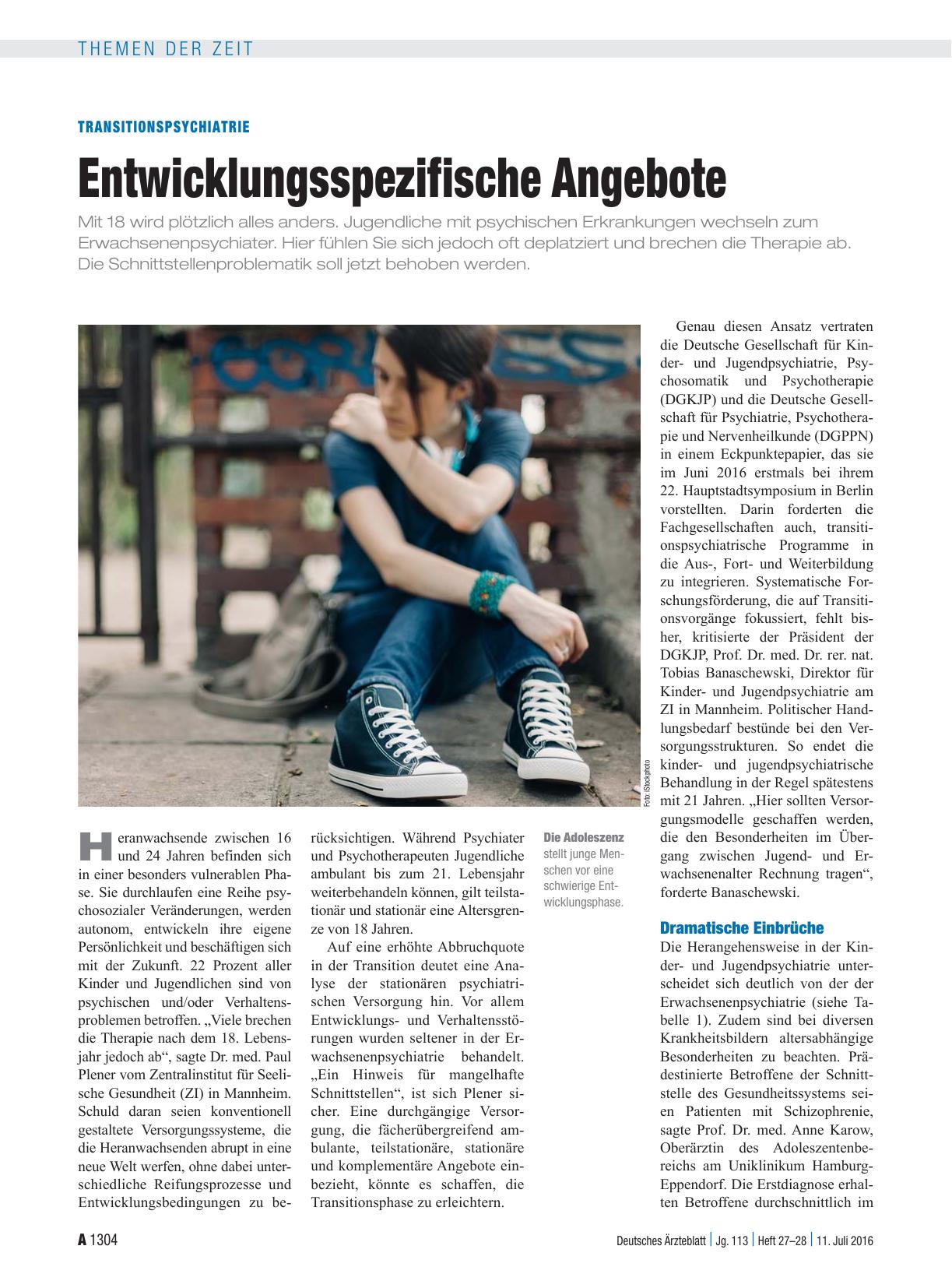 Vorschauseite 1: Transitionspsychiatrie: Entwicklungsspezifische Angebote