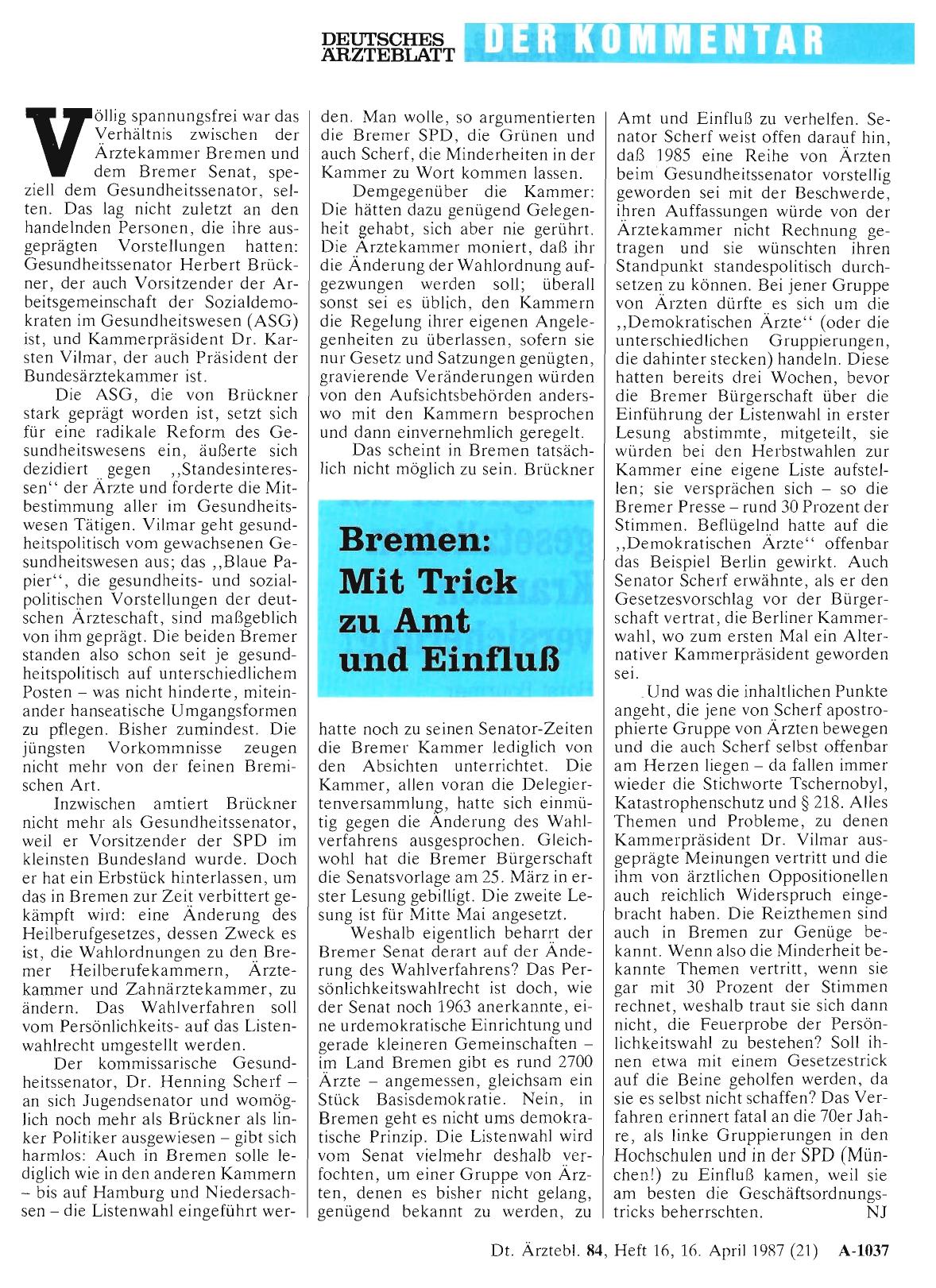 Vorschauseite 1: Bremen: Mit Trick zu Amt und Einfluß