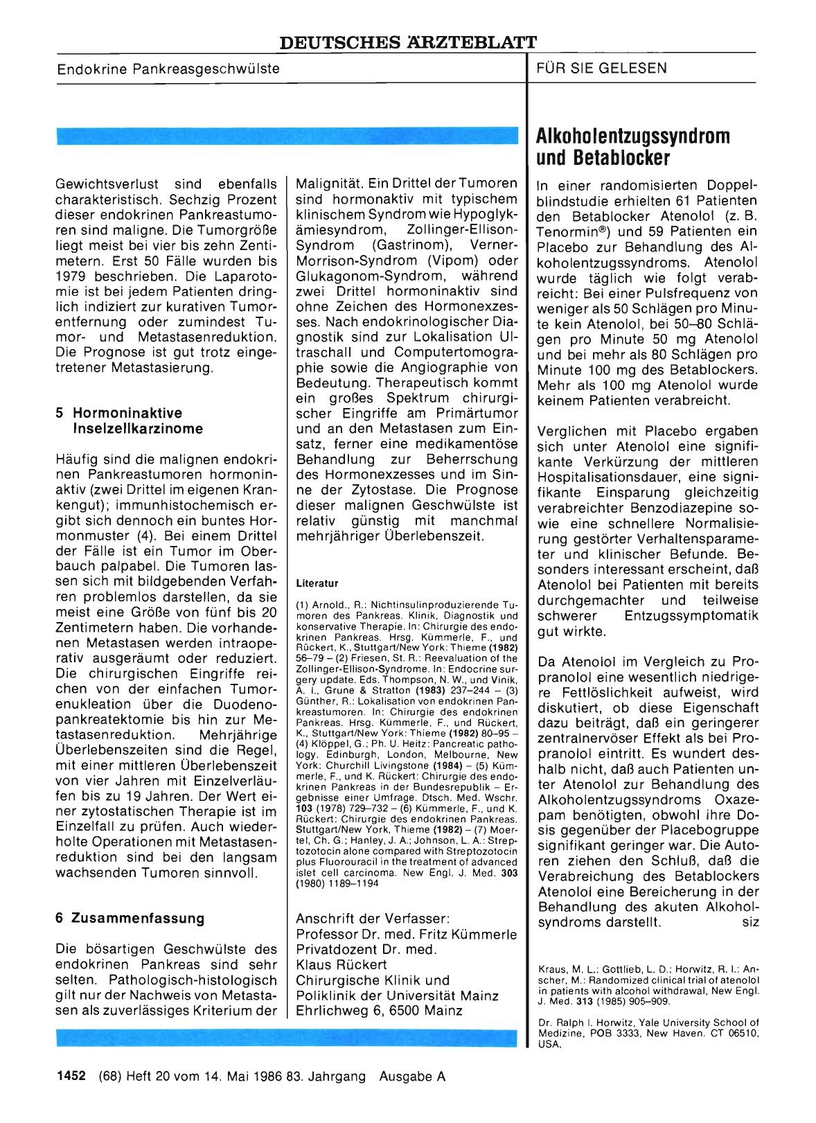 Vorschauseite 1: Alkoholentzugssyndrom und Betablocker