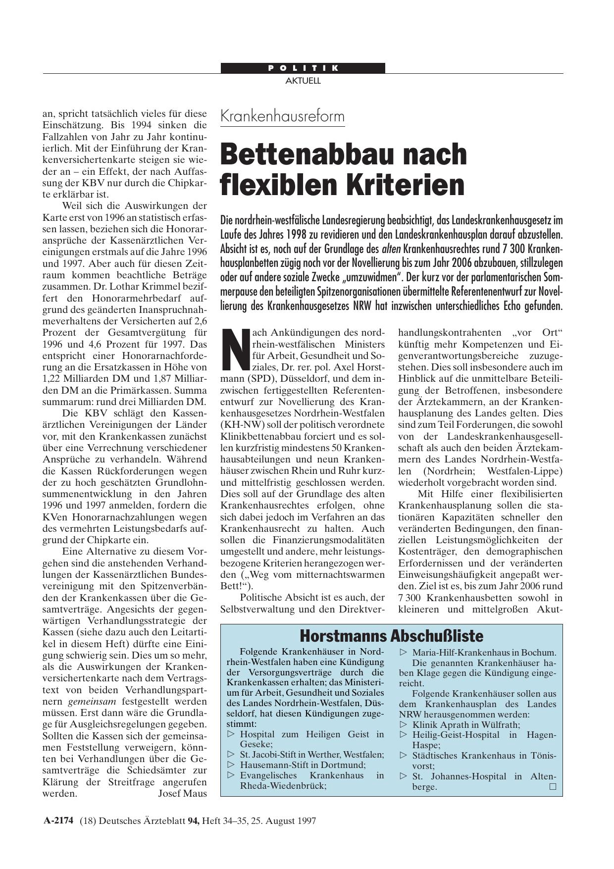 Vorschauseite 1: Horstmanns Abschußliste