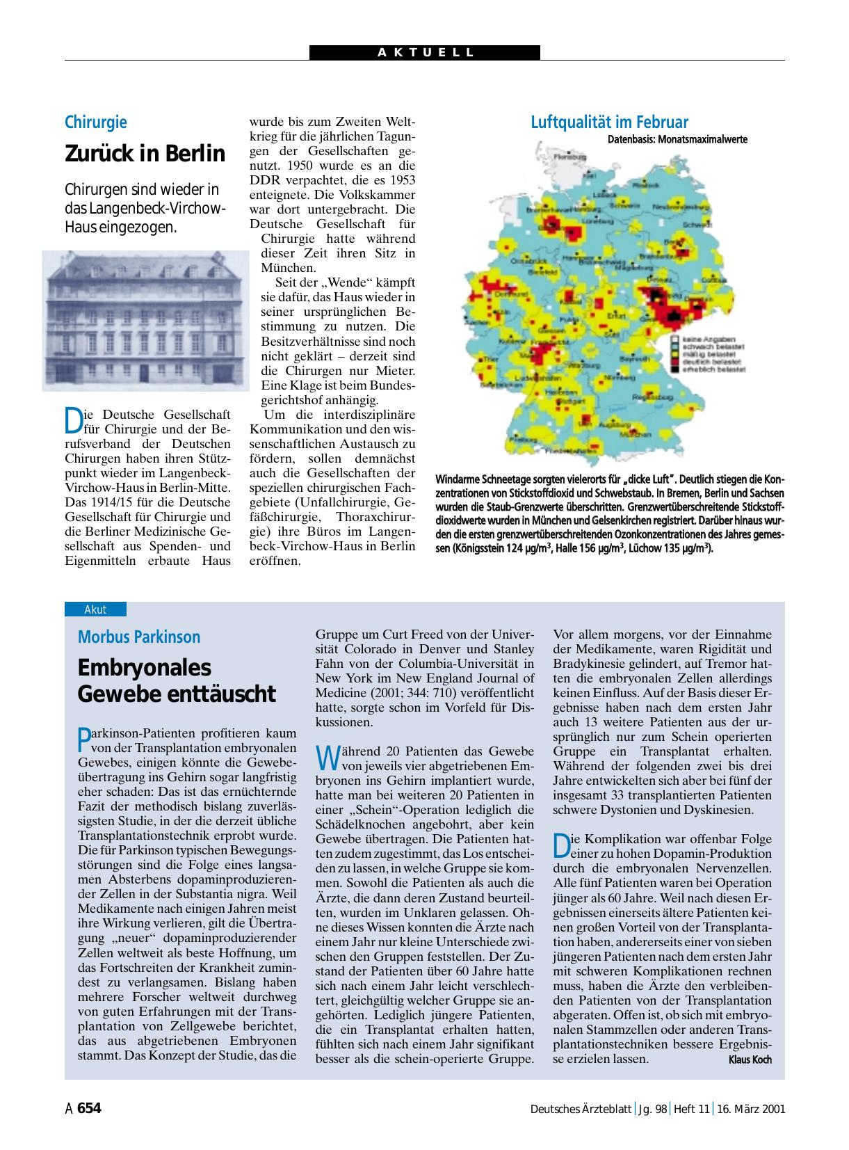 Vorschauseite 1: Luftqualität im Februar (Datenbasis: Monatsmaximalwerte)